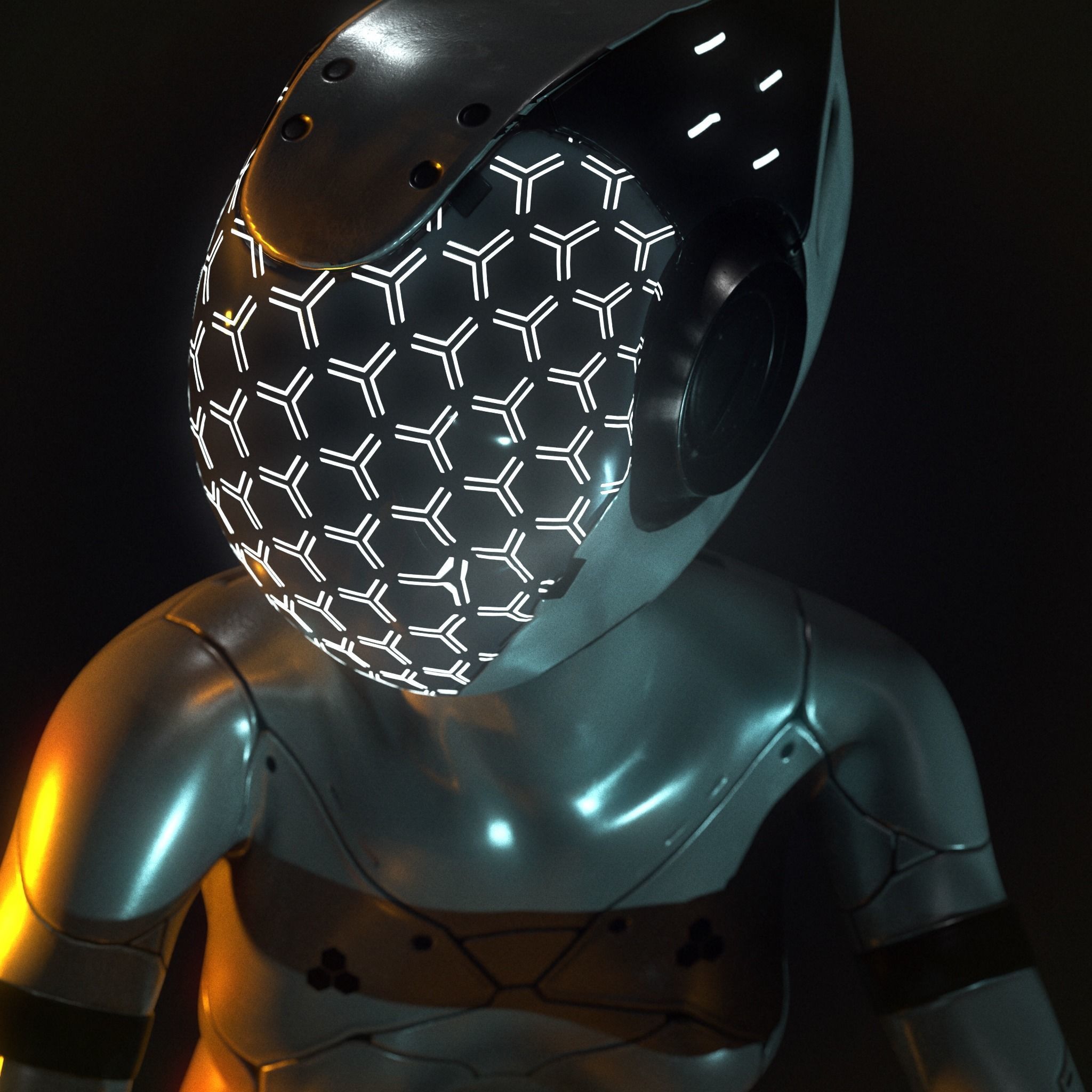 NEON - cybernetic girl Low-poly 3D model_4