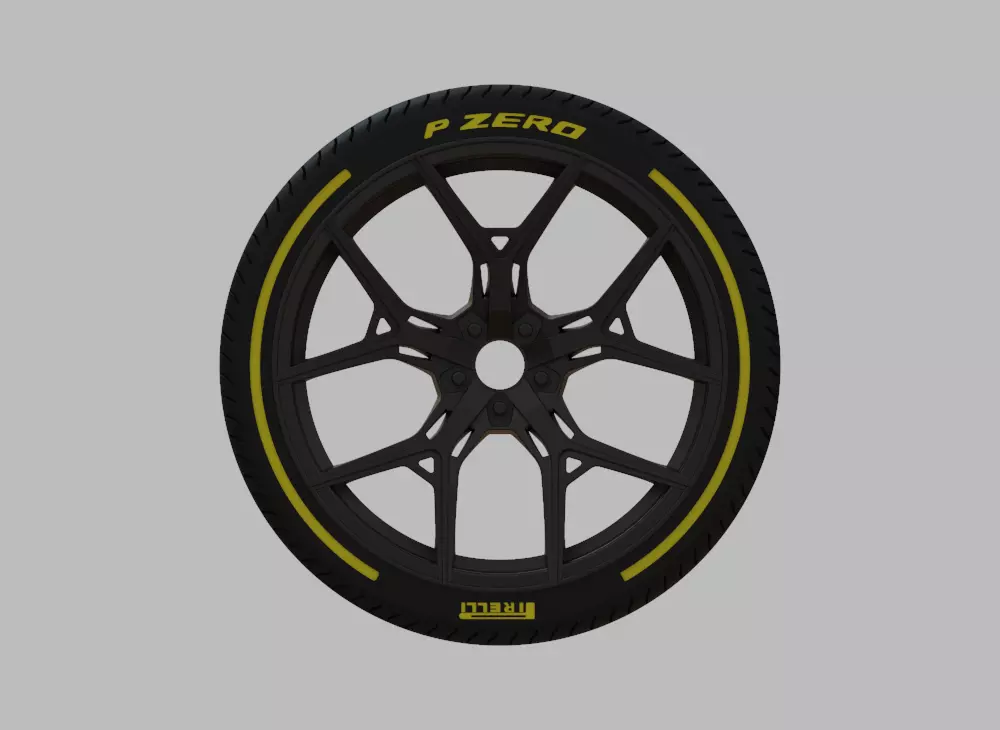 Miniature Vossen HF-5 Rim and Tire - 3D Print - No Textures 3D print model