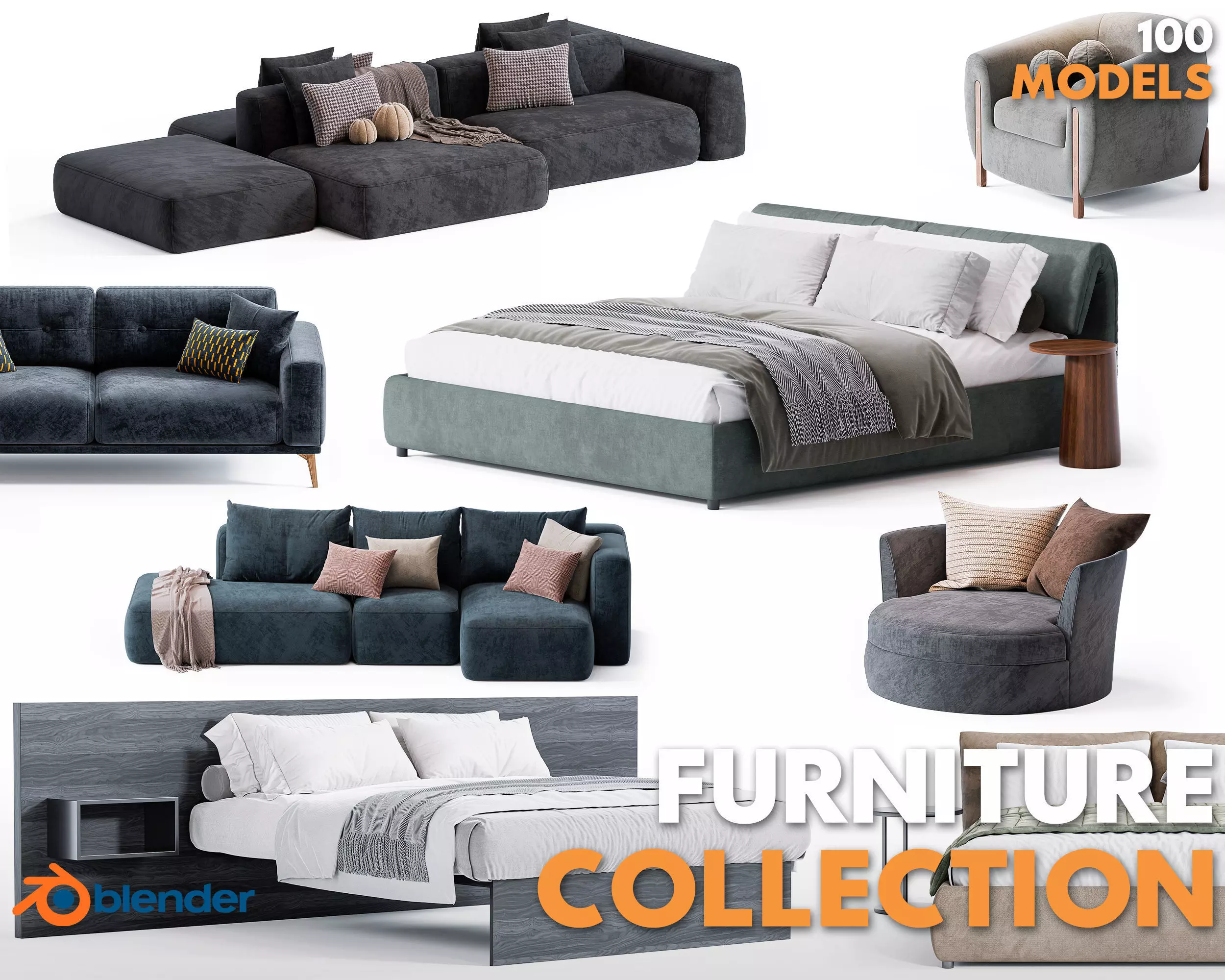 Premium Furniture Collection for Blender 3D 3D model
