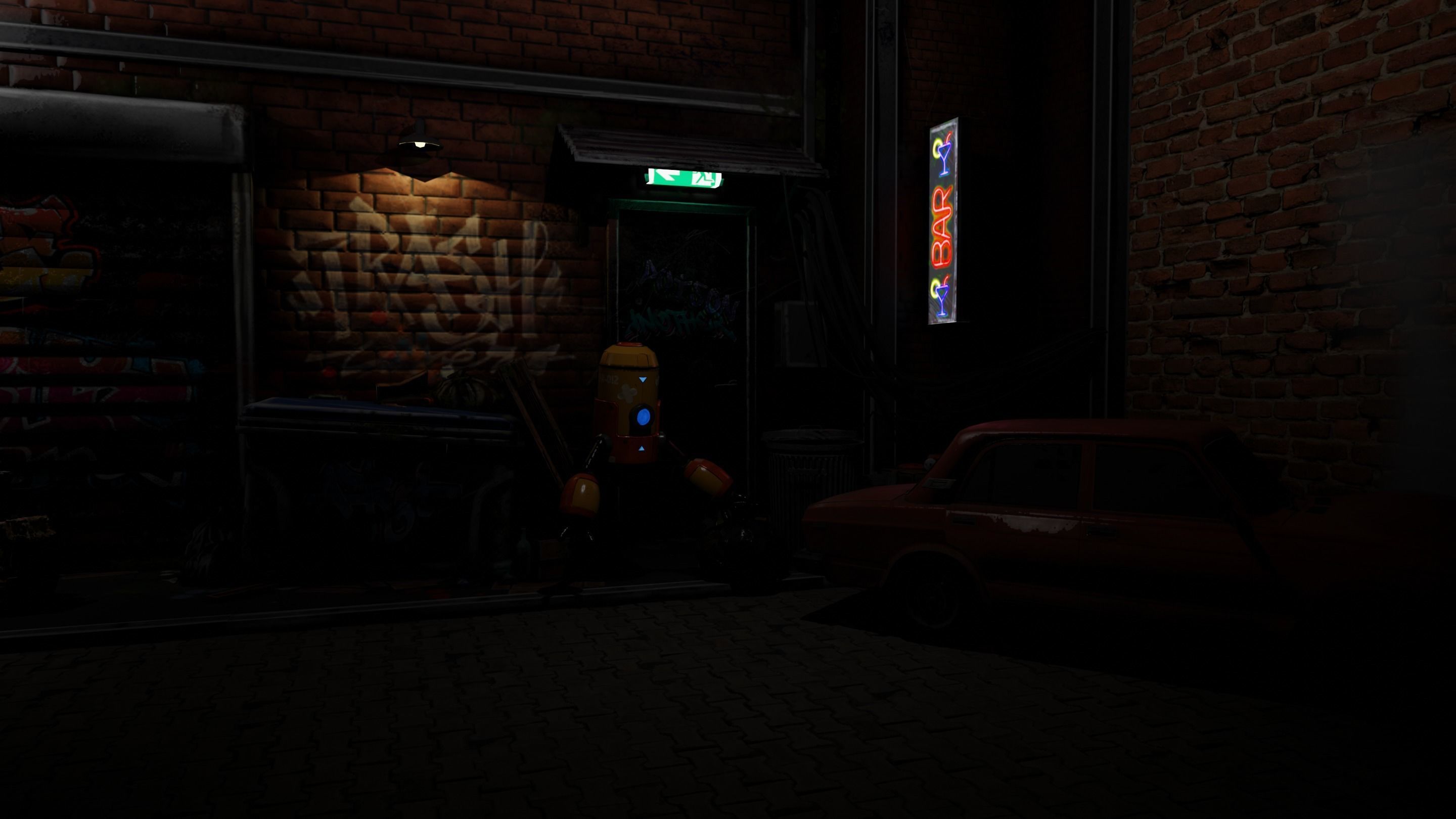 Fully rigged bot Low-poly 3D model_3