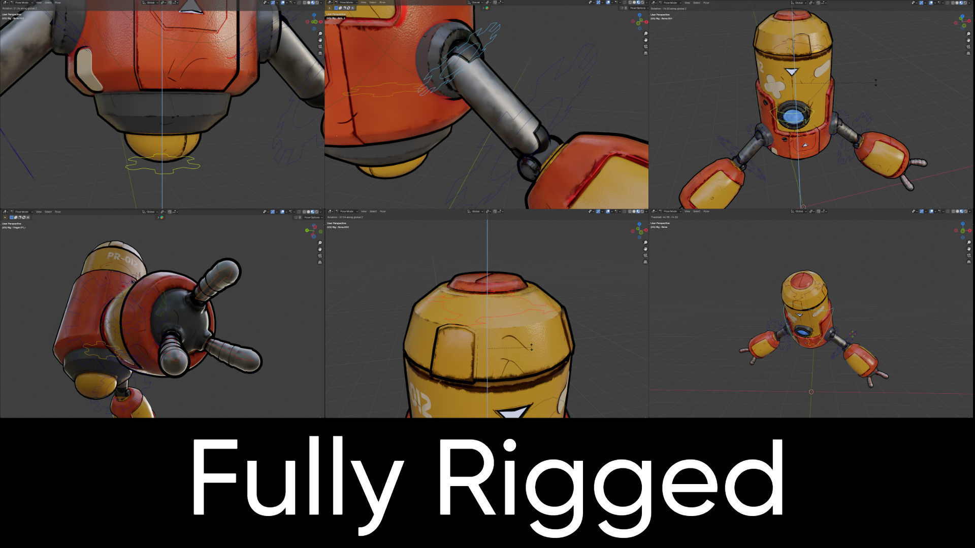 Fully rigged bot Low-poly 3D model_1