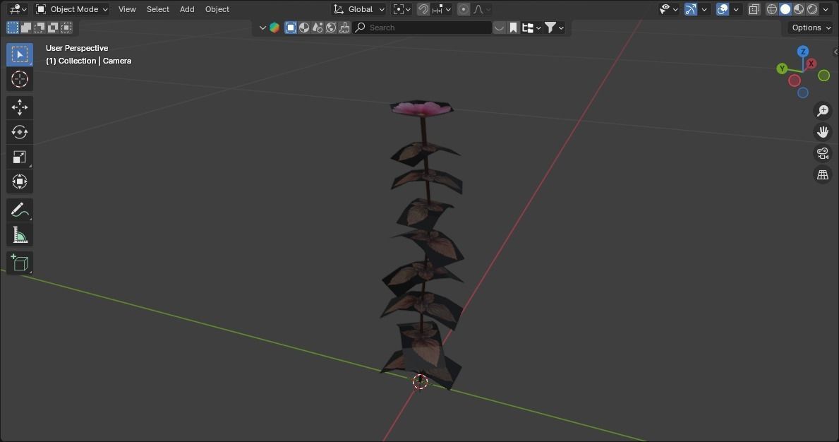 low poly dark pink flower Low-poly 3D model_3