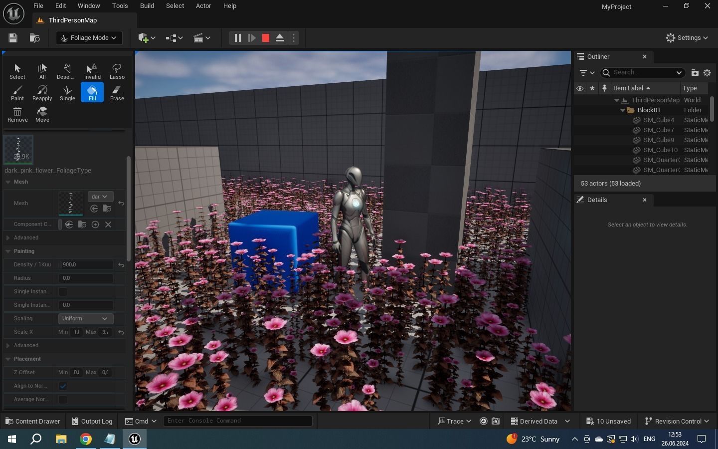 low poly dark pink flower Low-poly 3D model_1