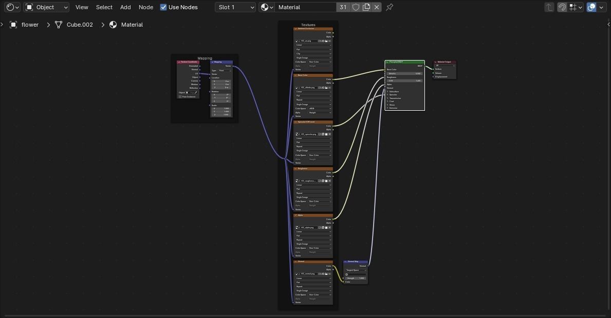 low poly dark pink flower Low-poly 3D model_5