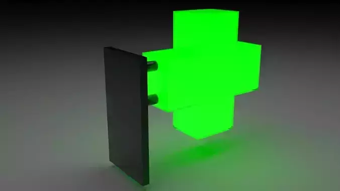 Illuminated Pharmacy Sign Board 3D model