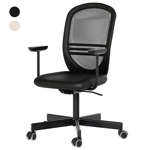 IKEA FLINTAN Office Chair with Armrest in Black and White 3D model