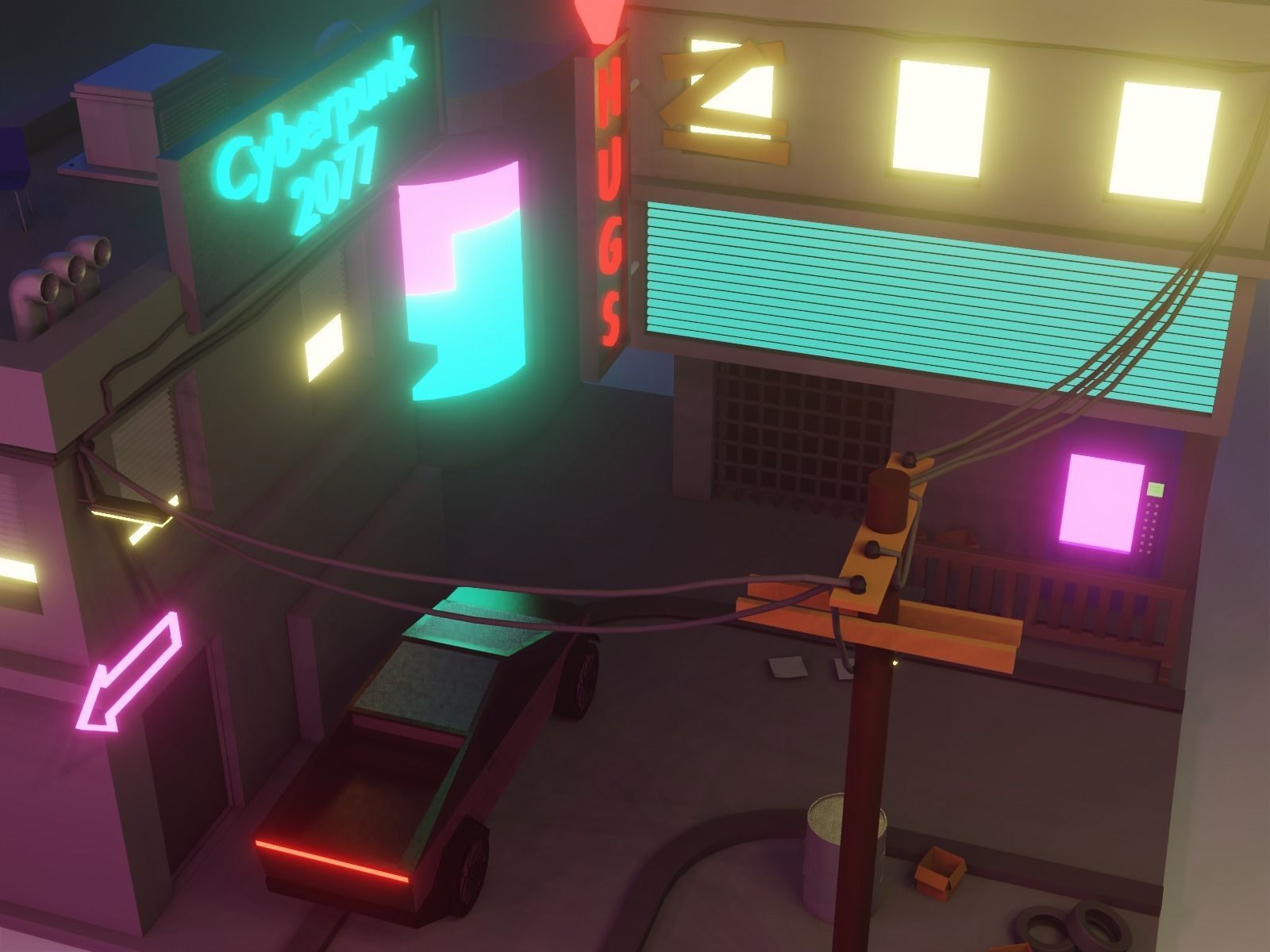 Cyberpunk city 3D model_11