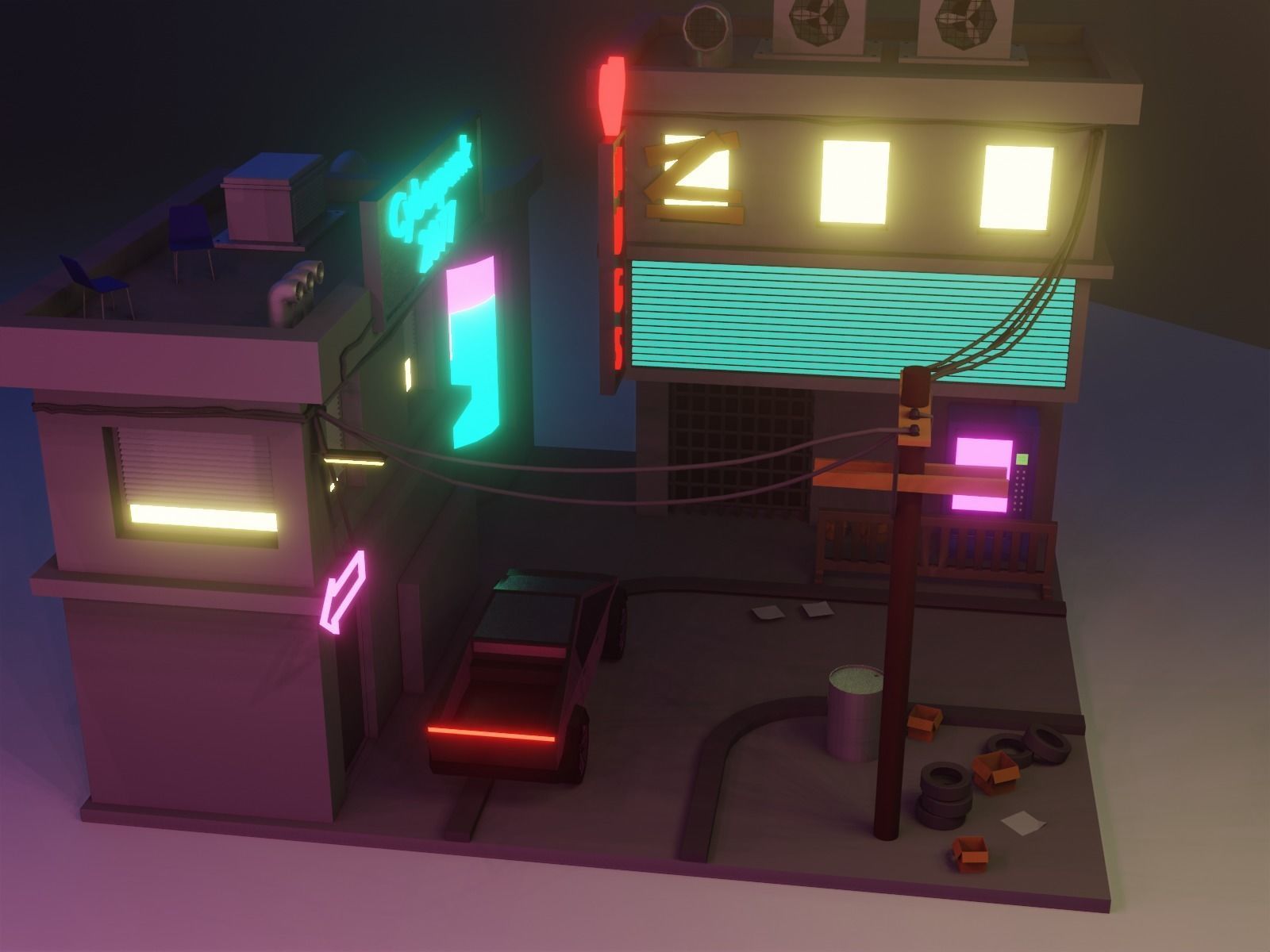 Cyberpunk city 3D model_13