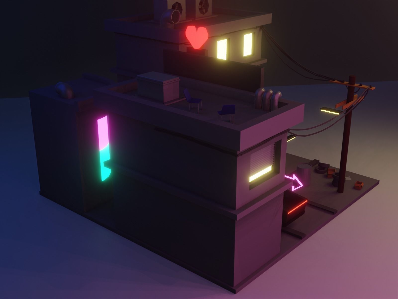 Cyberpunk city 3D model_3