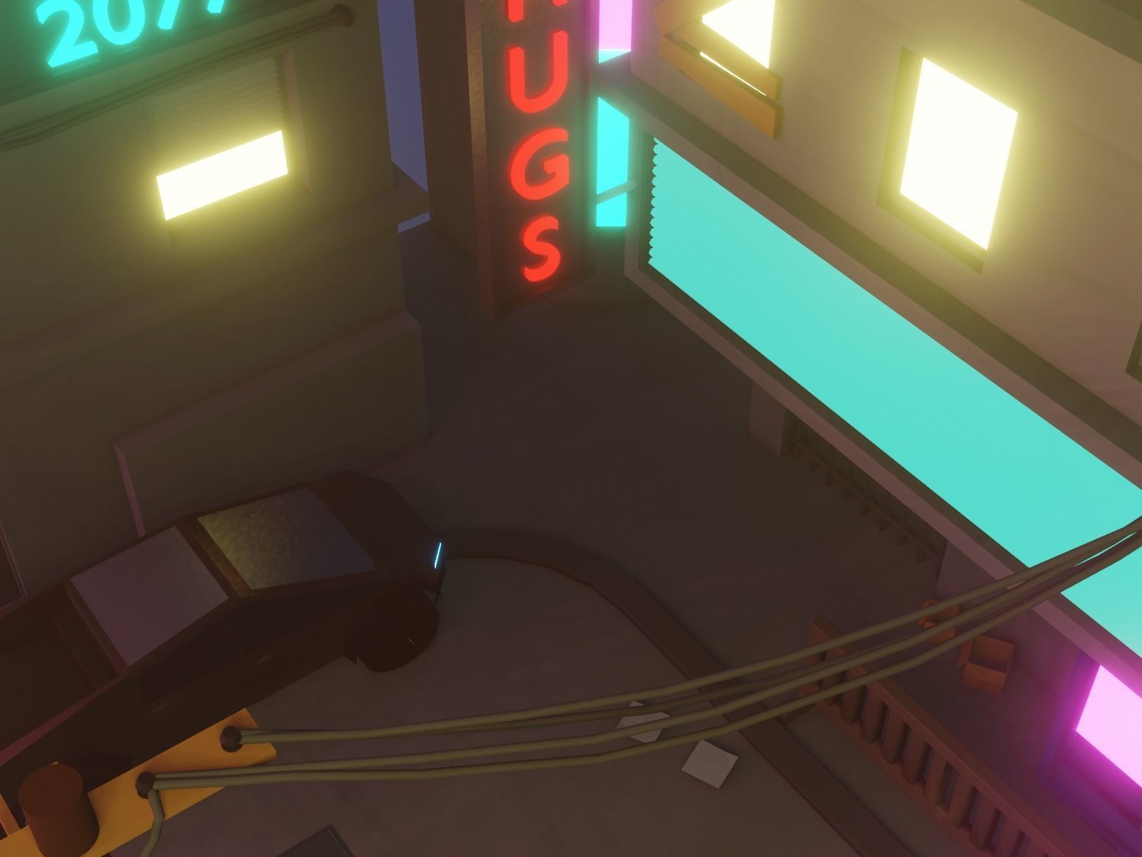 Cyberpunk city 3D model_9