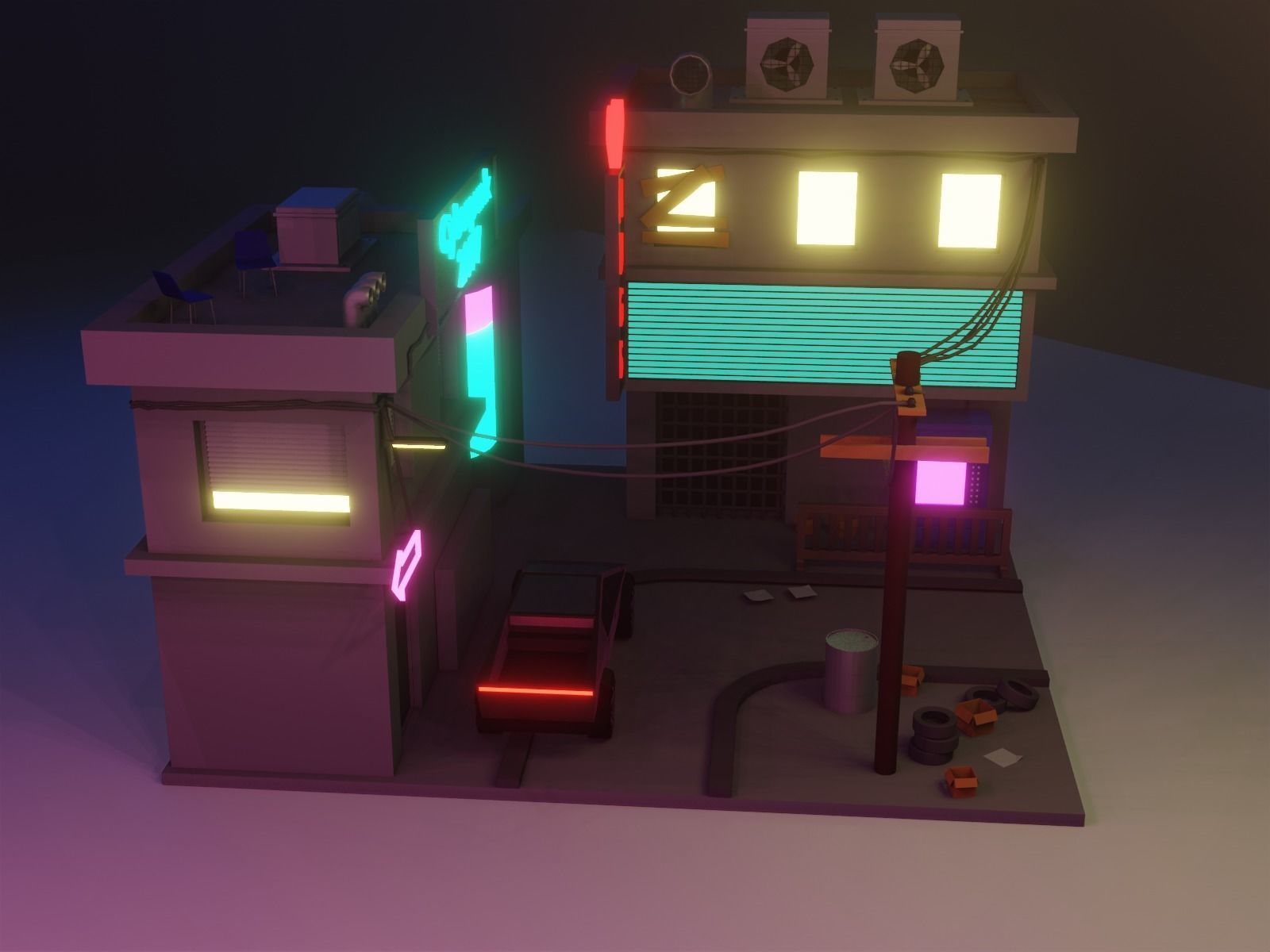 Cyberpunk city 3D model_1