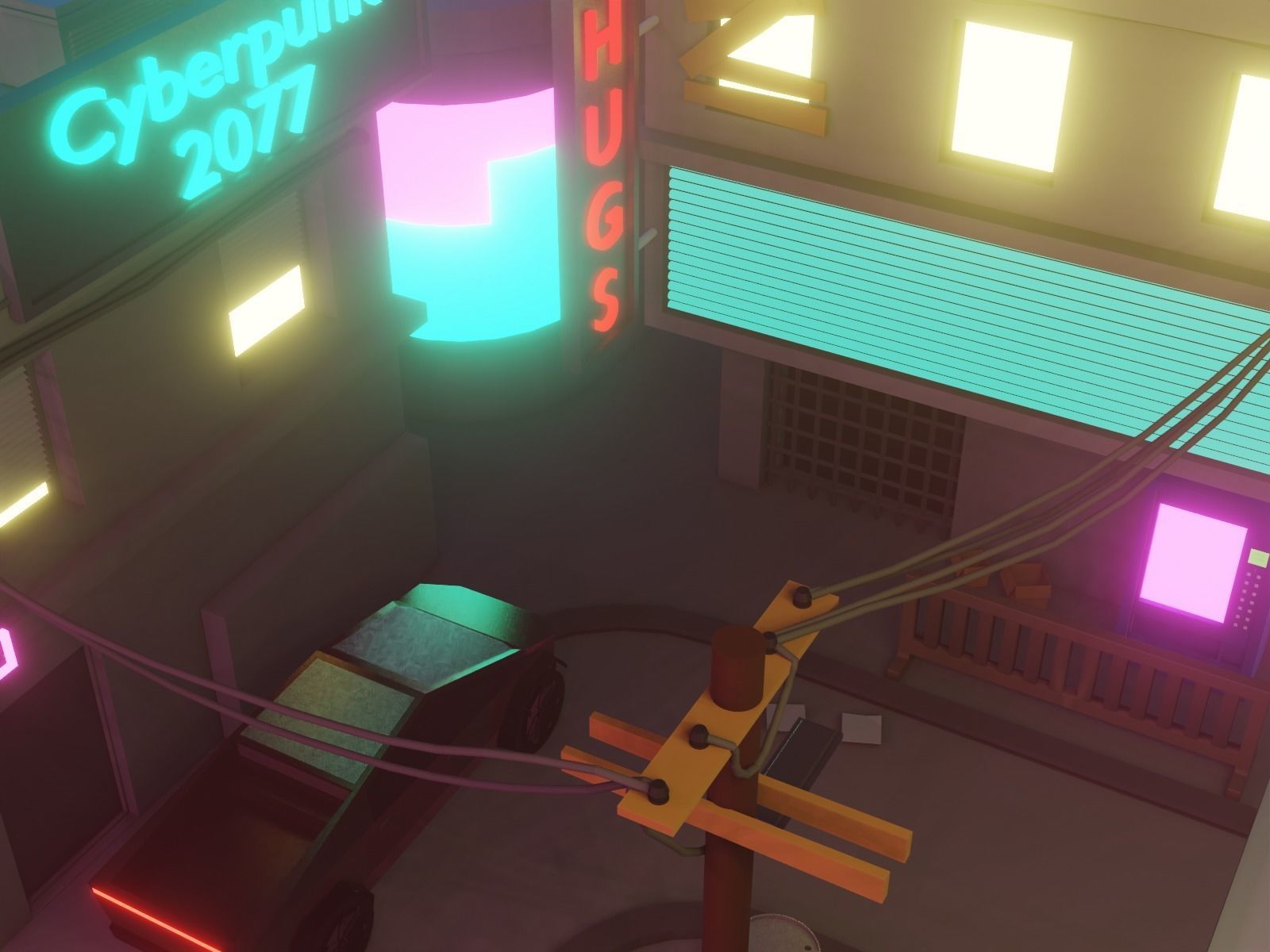Cyberpunk city 3D model_10