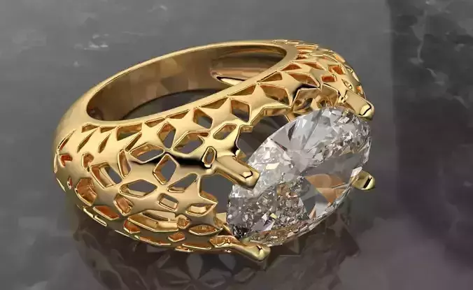 stars ring gem cut oval 14x10mm 