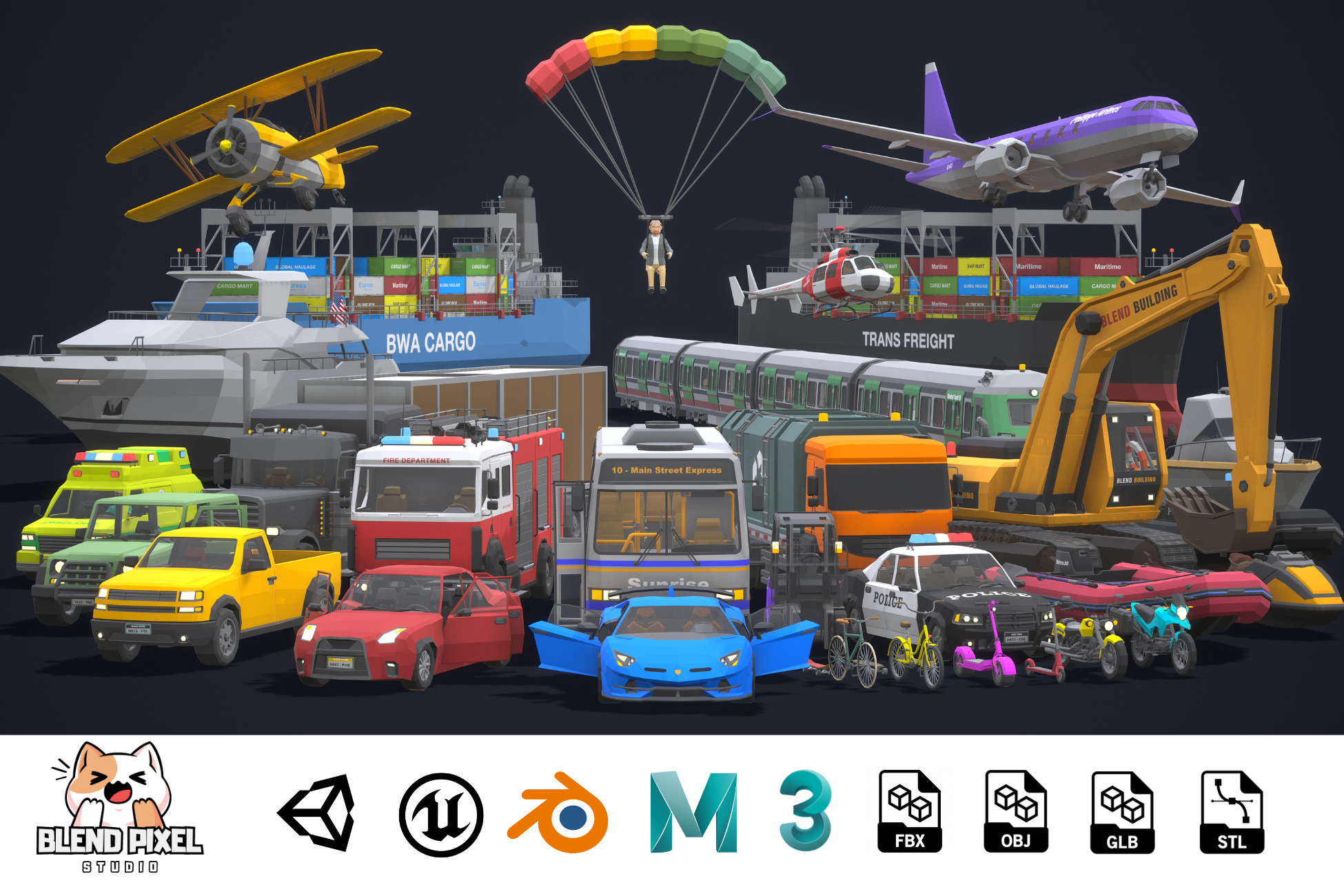BlendPoly City Vehicles - Low Poly Assets Low-poly 3D model_2
