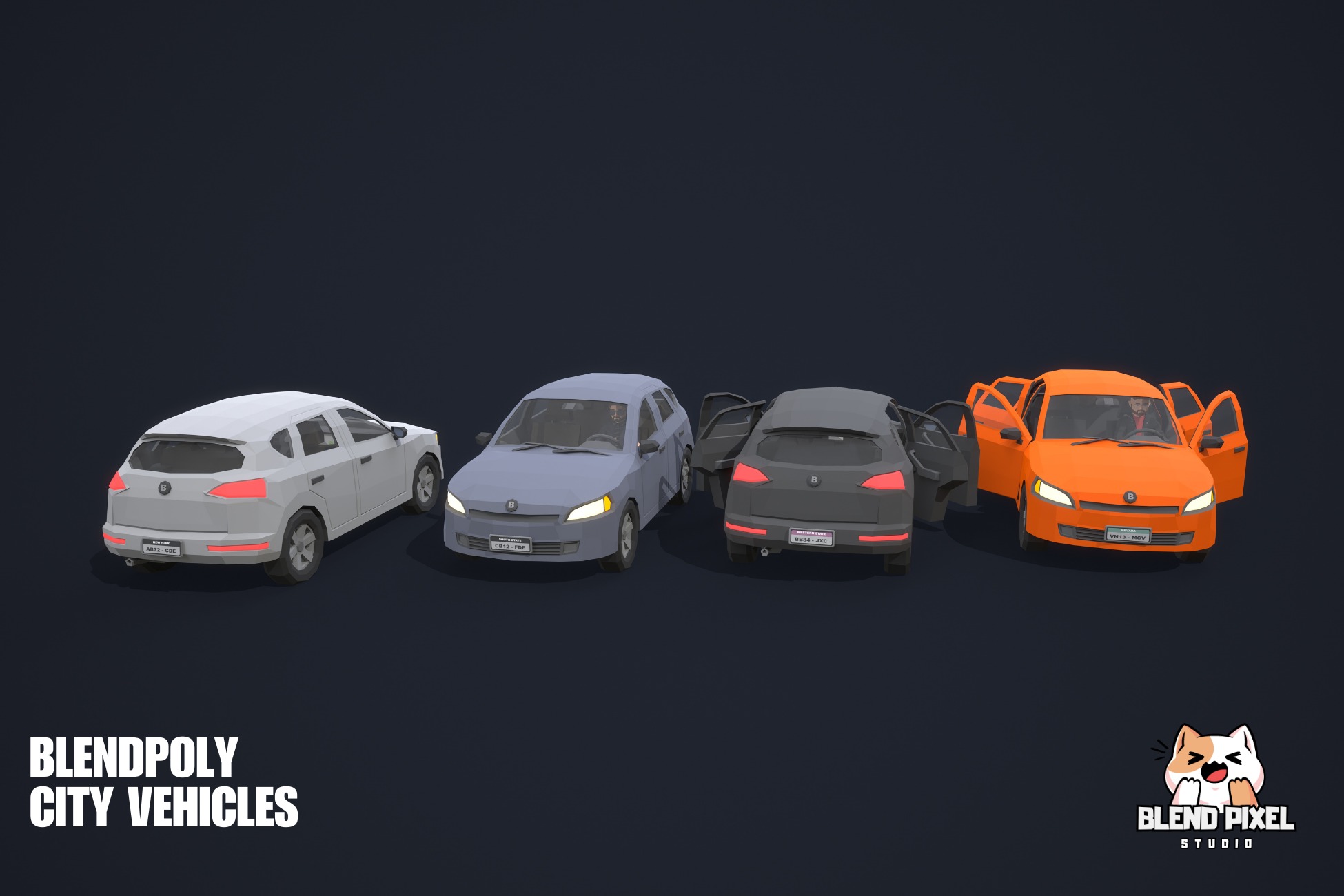BlendPoly City Vehicles - Low Poly Assets Low-poly 3D model_54