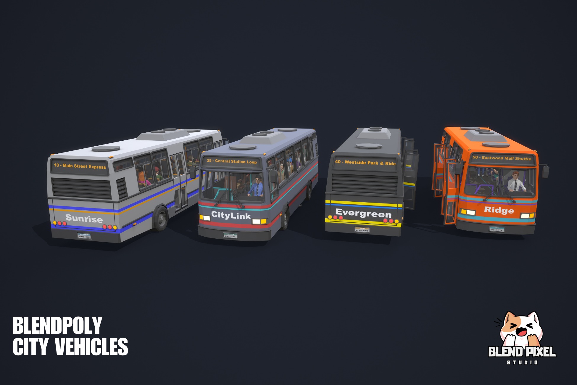 BlendPoly City Vehicles - Low Poly Assets Low-poly 3D model_48