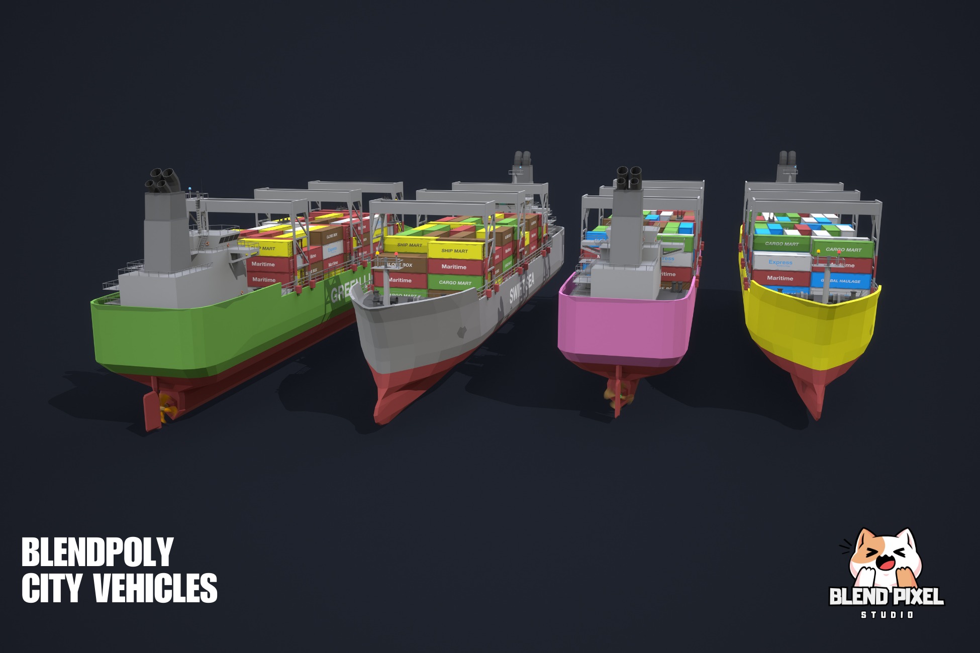 BlendPoly City Vehicles - Low Poly Assets Low-poly 3D model_129