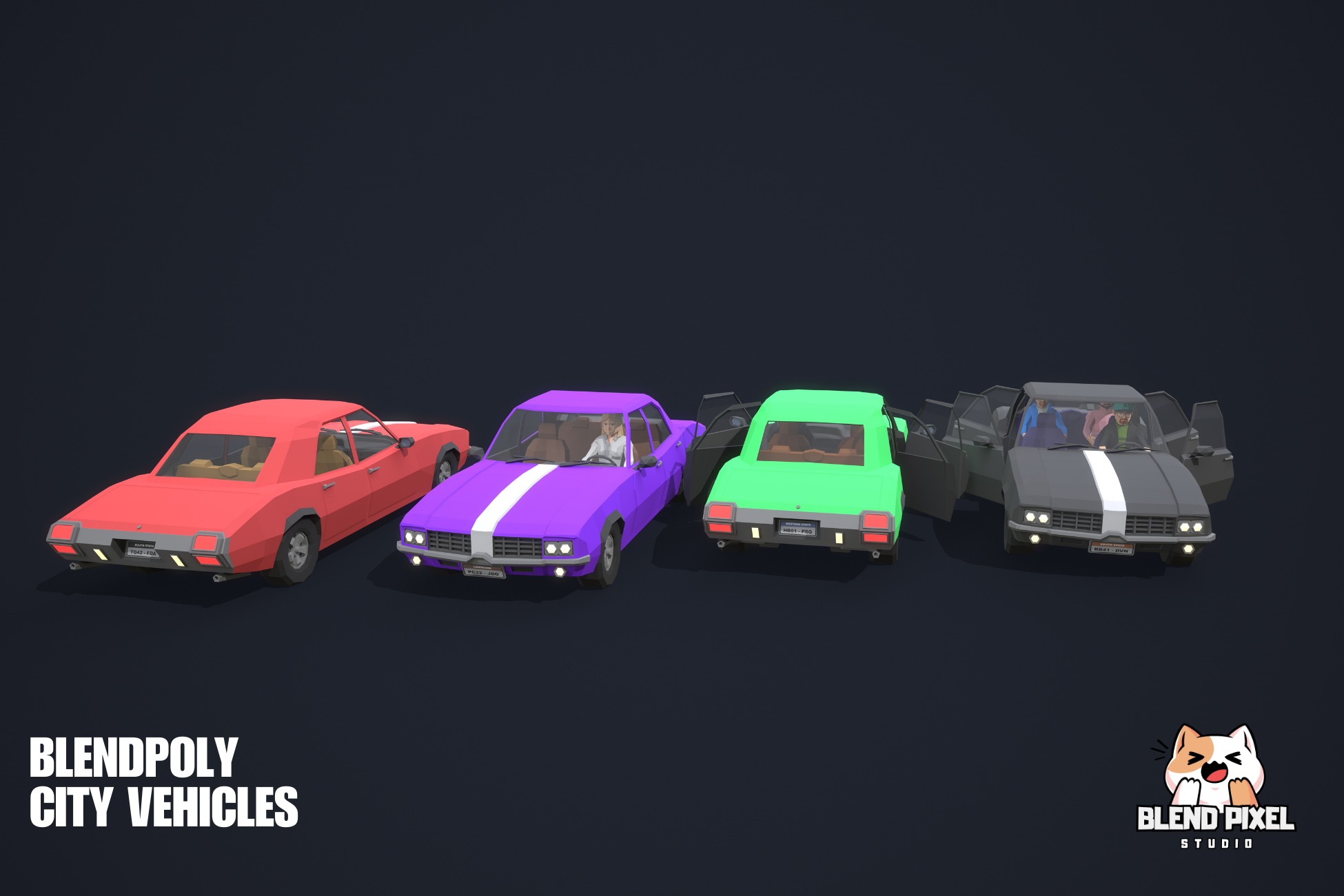 BlendPoly City Vehicles - Low Poly Assets Low-poly 3D model_15