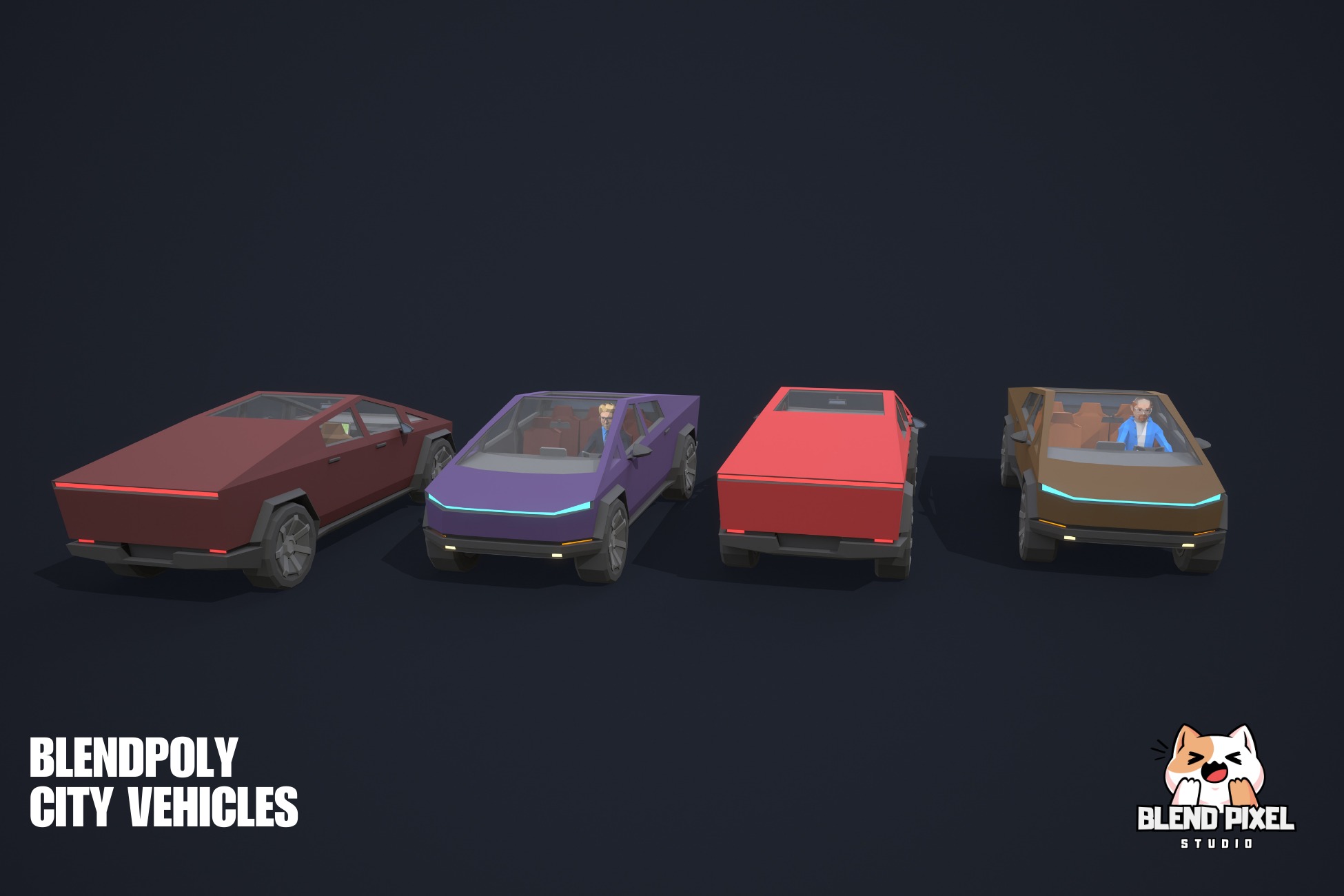 BlendPoly City Vehicles - Low Poly Assets Low-poly 3D model_10