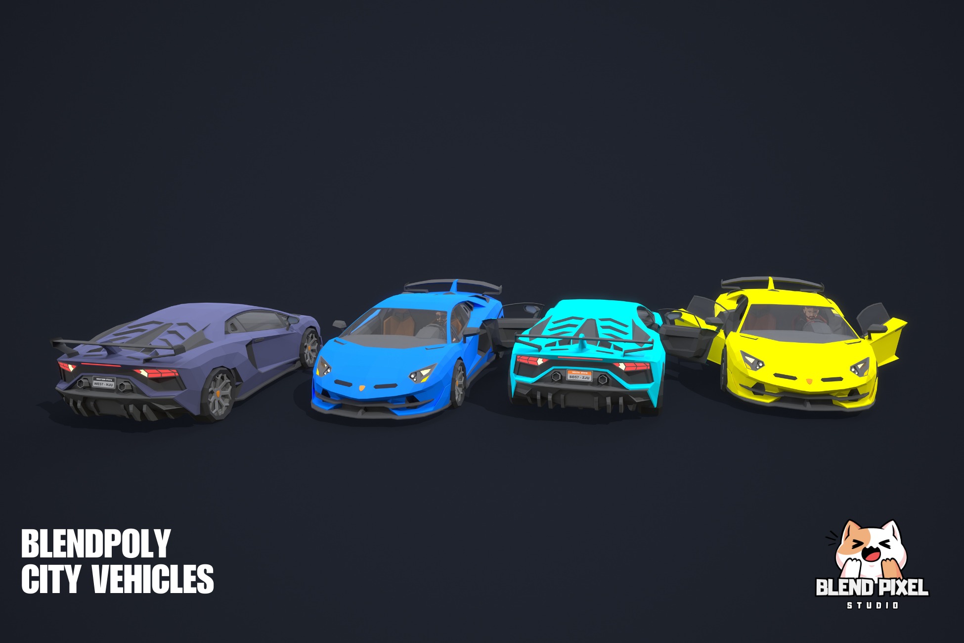 BlendPoly City Vehicles - Low Poly Assets Low-poly 3D model_5