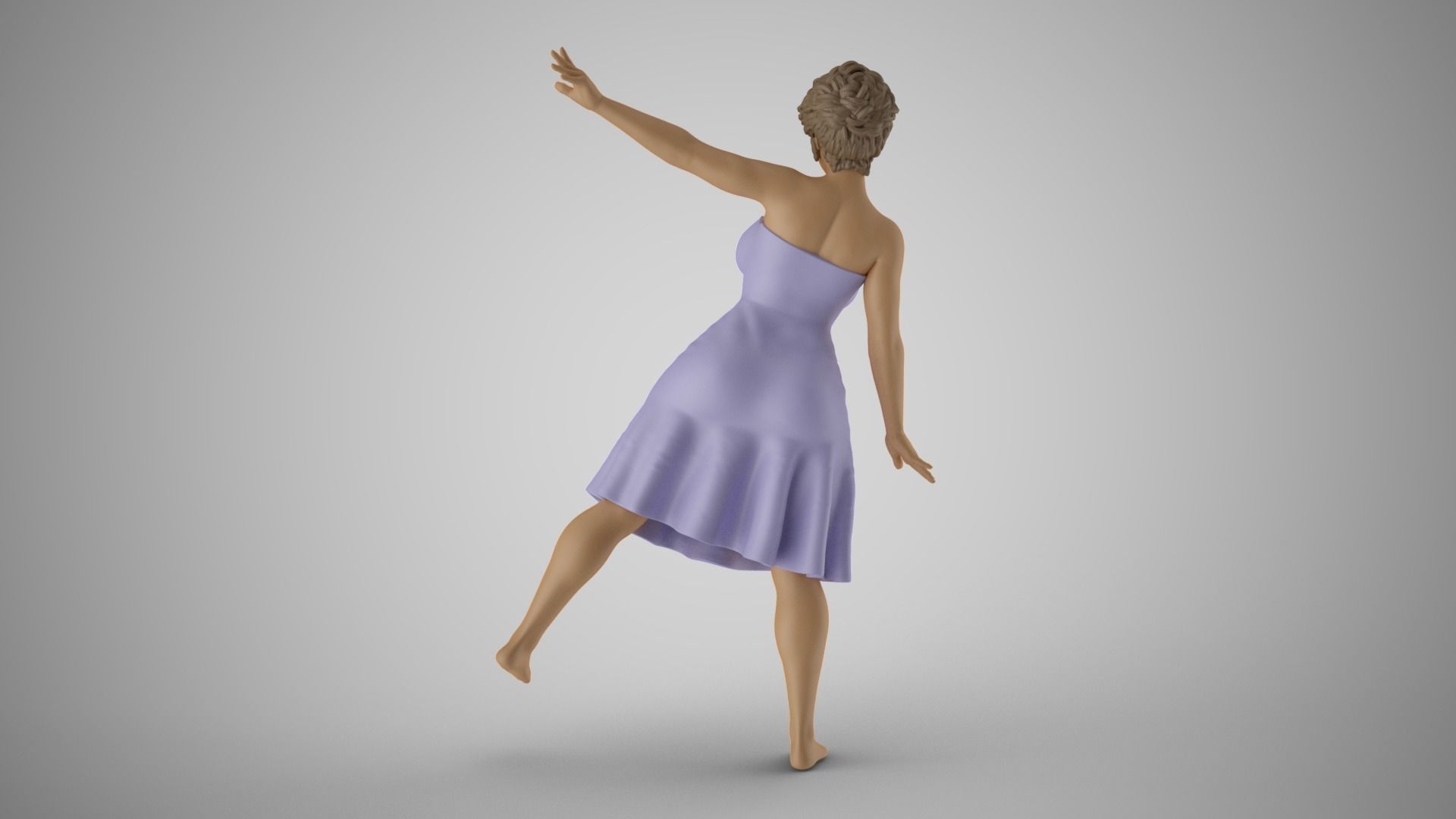 Girl Standing in Balance 3D print model_7