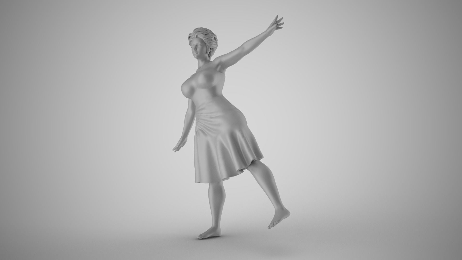 Girl Standing in Balance 3D print model_1