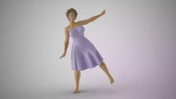 Girl Standing in Balance 3D print model