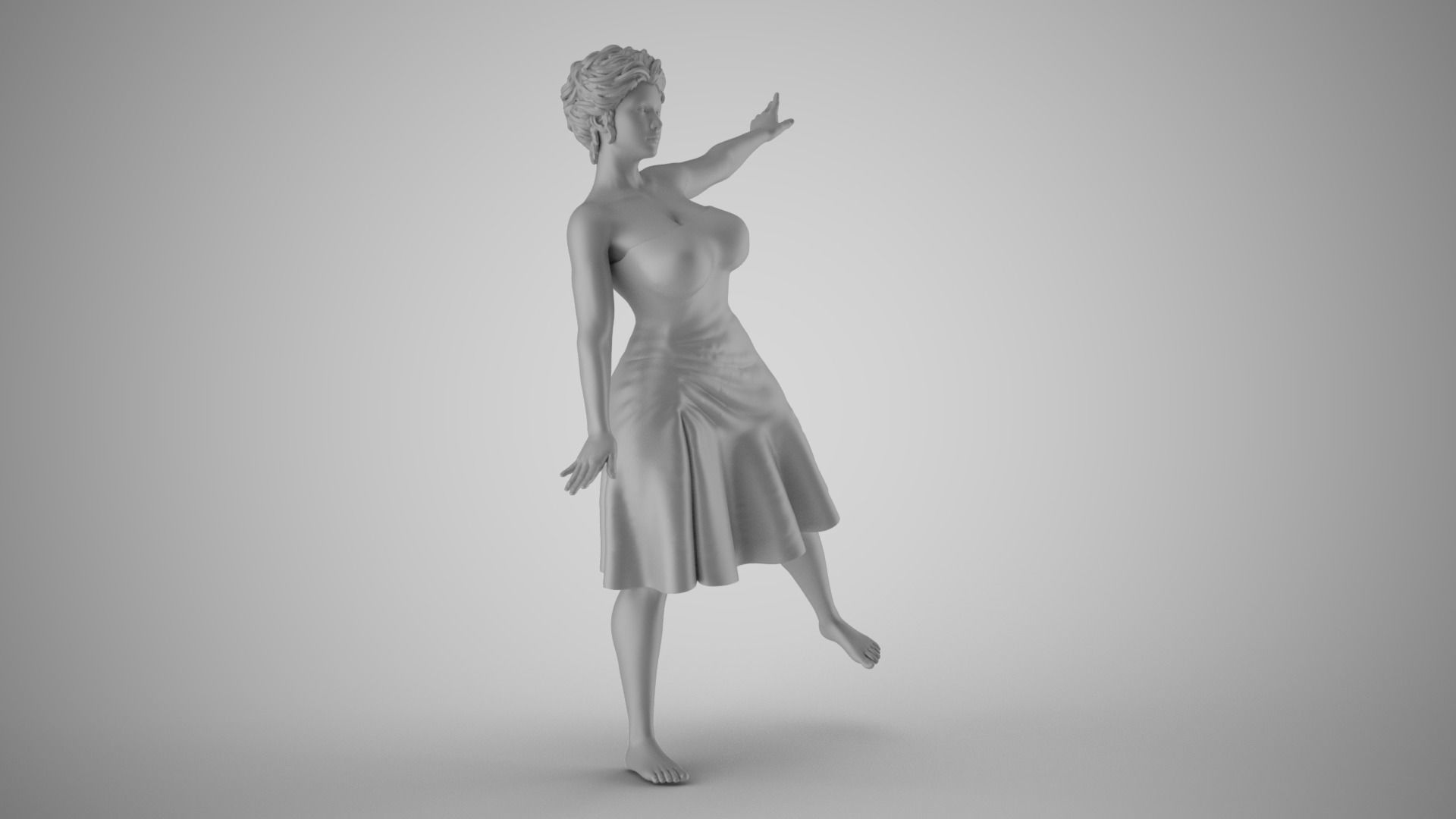Girl Standing in Balance 3D print model_3