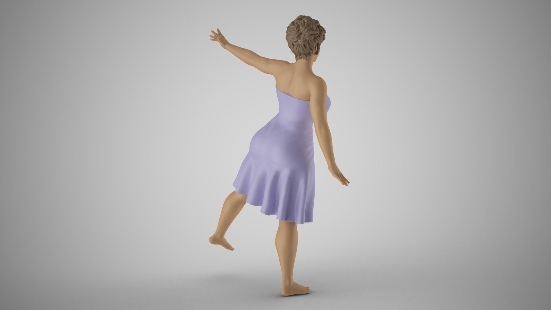 Girl Standing in Balance 3D print model_6