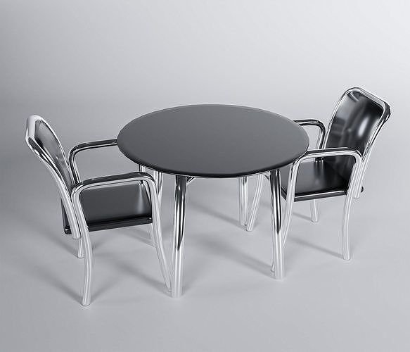 Metal Table Set Low-poly 3D model