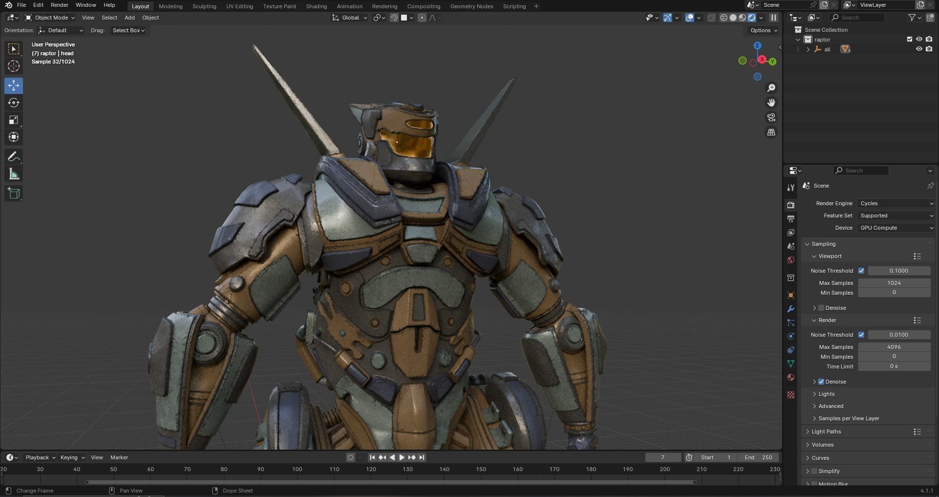 robot warrior Low-poly 3D model_20