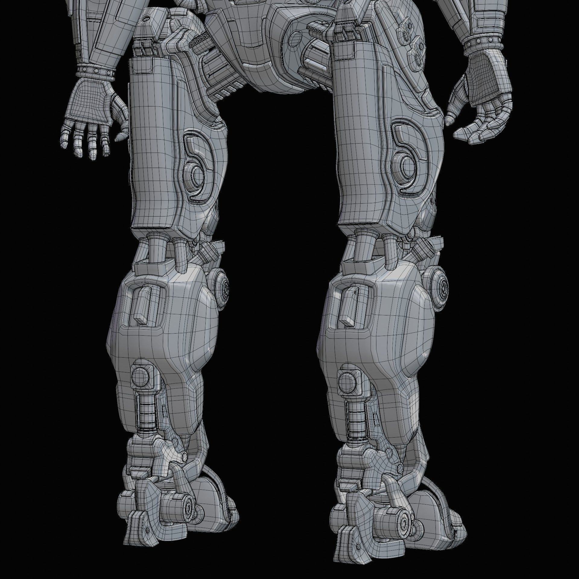 robot warrior Low-poly 3D model_24