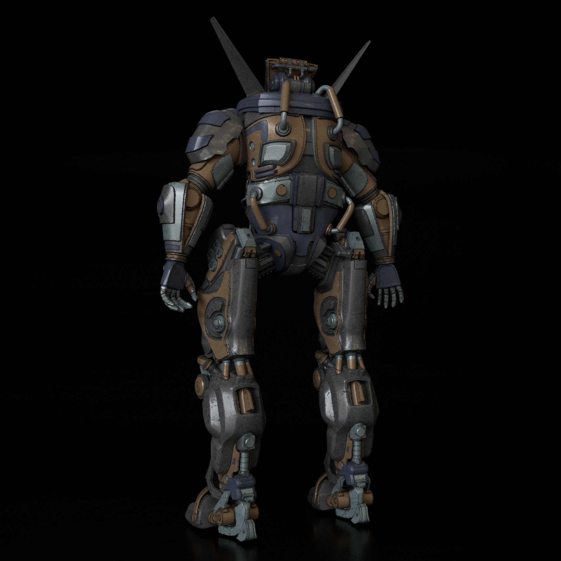 robot warrior Low-poly 3D model_12