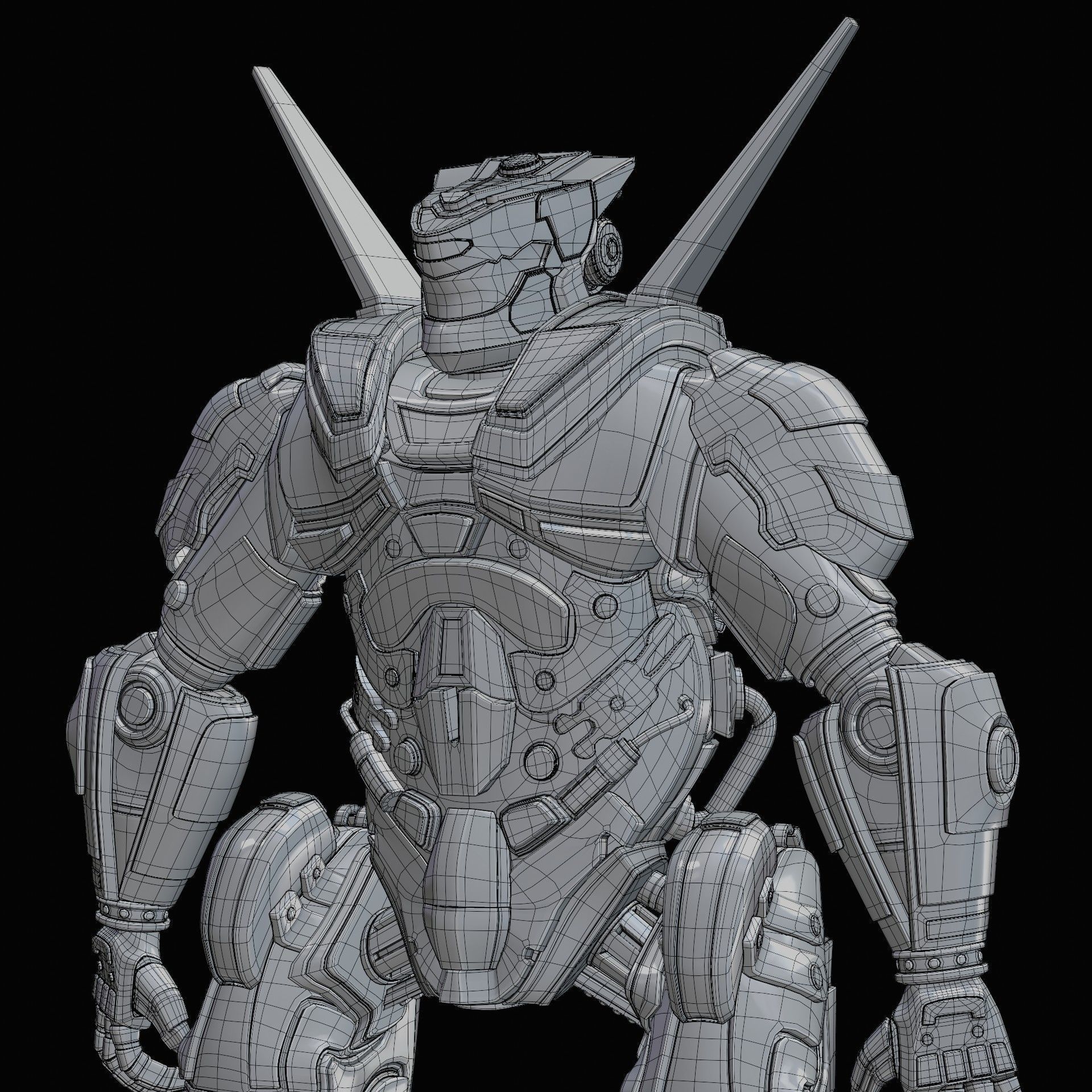 robot warrior Low-poly 3D model_17