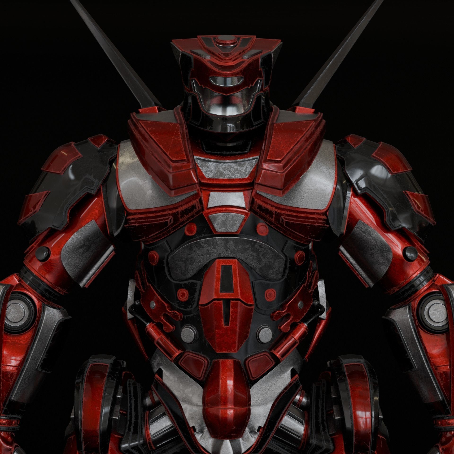 robot warrior Low-poly 3D model_7