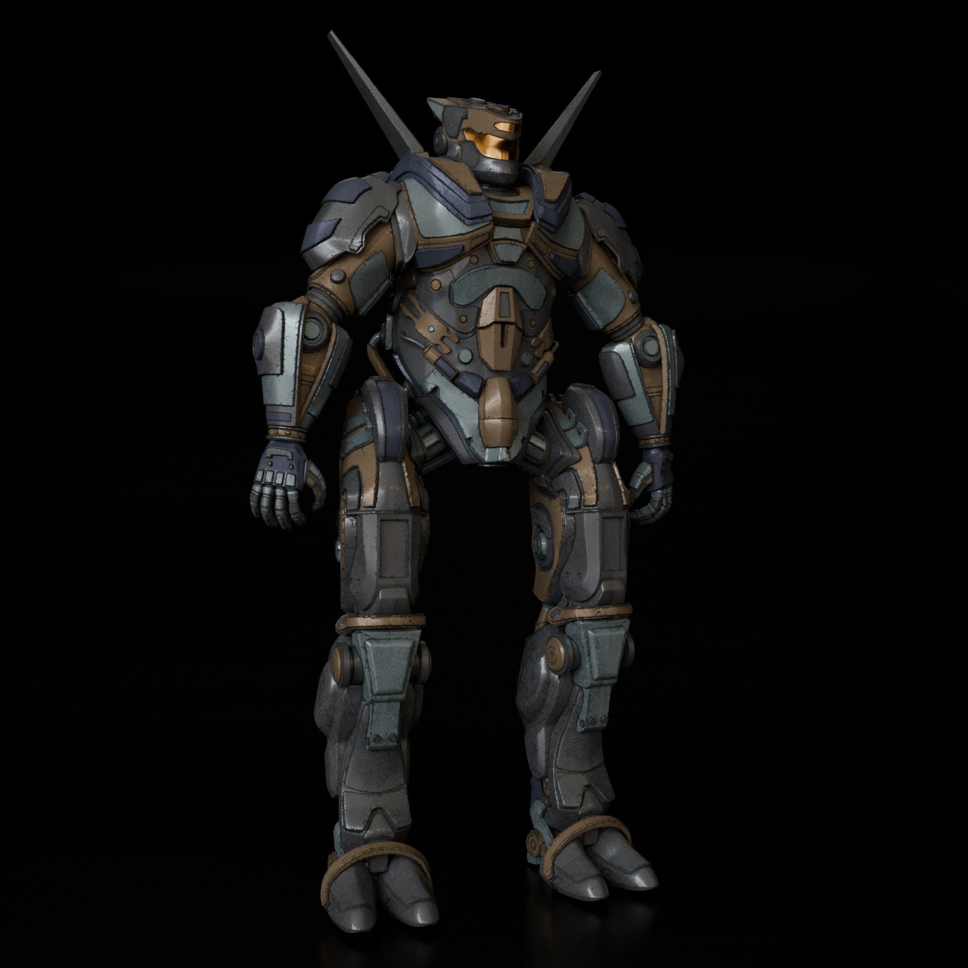 robot warrior Low-poly 3D model_2