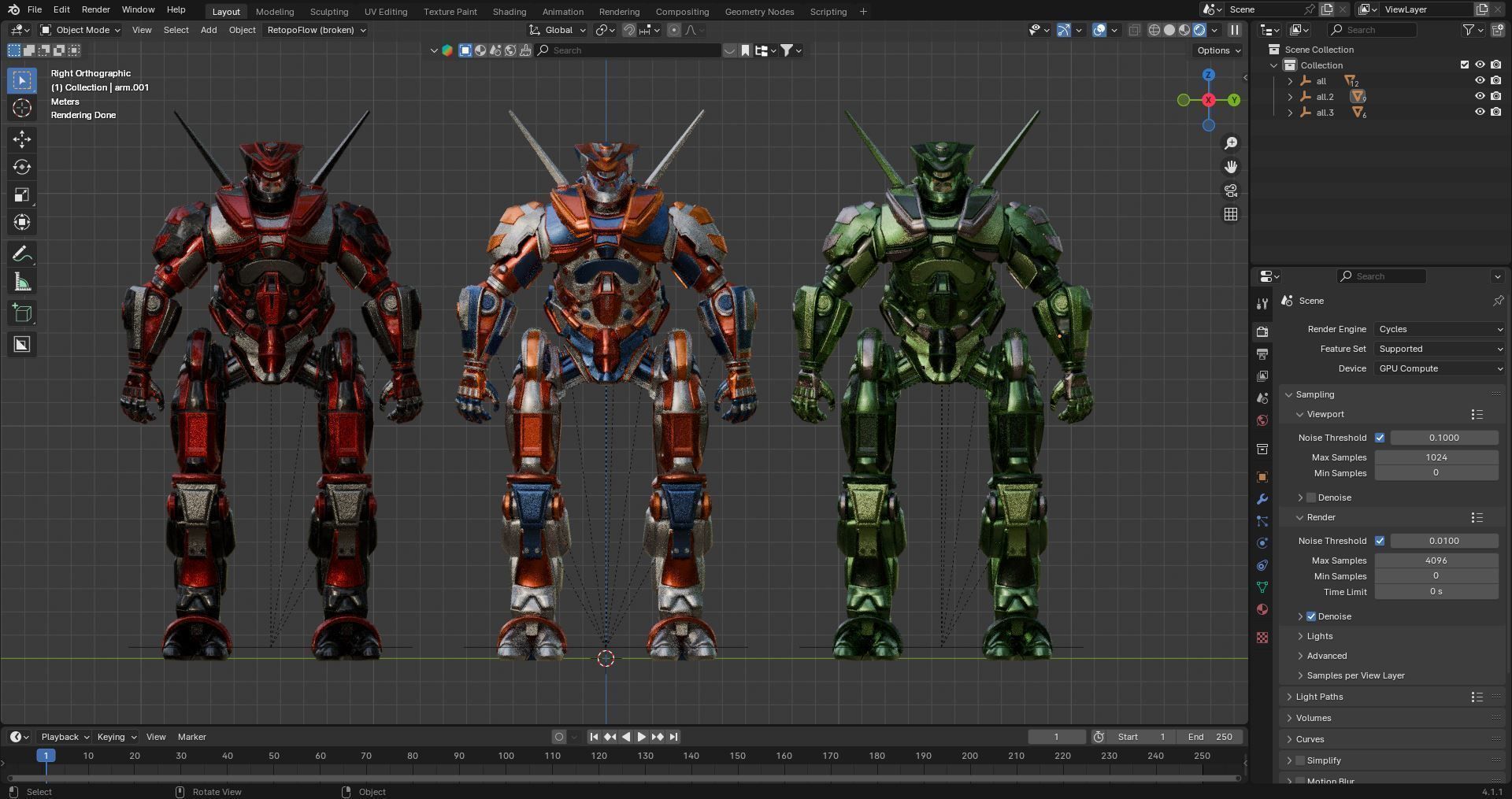 robot warrior Low-poly 3D model_14