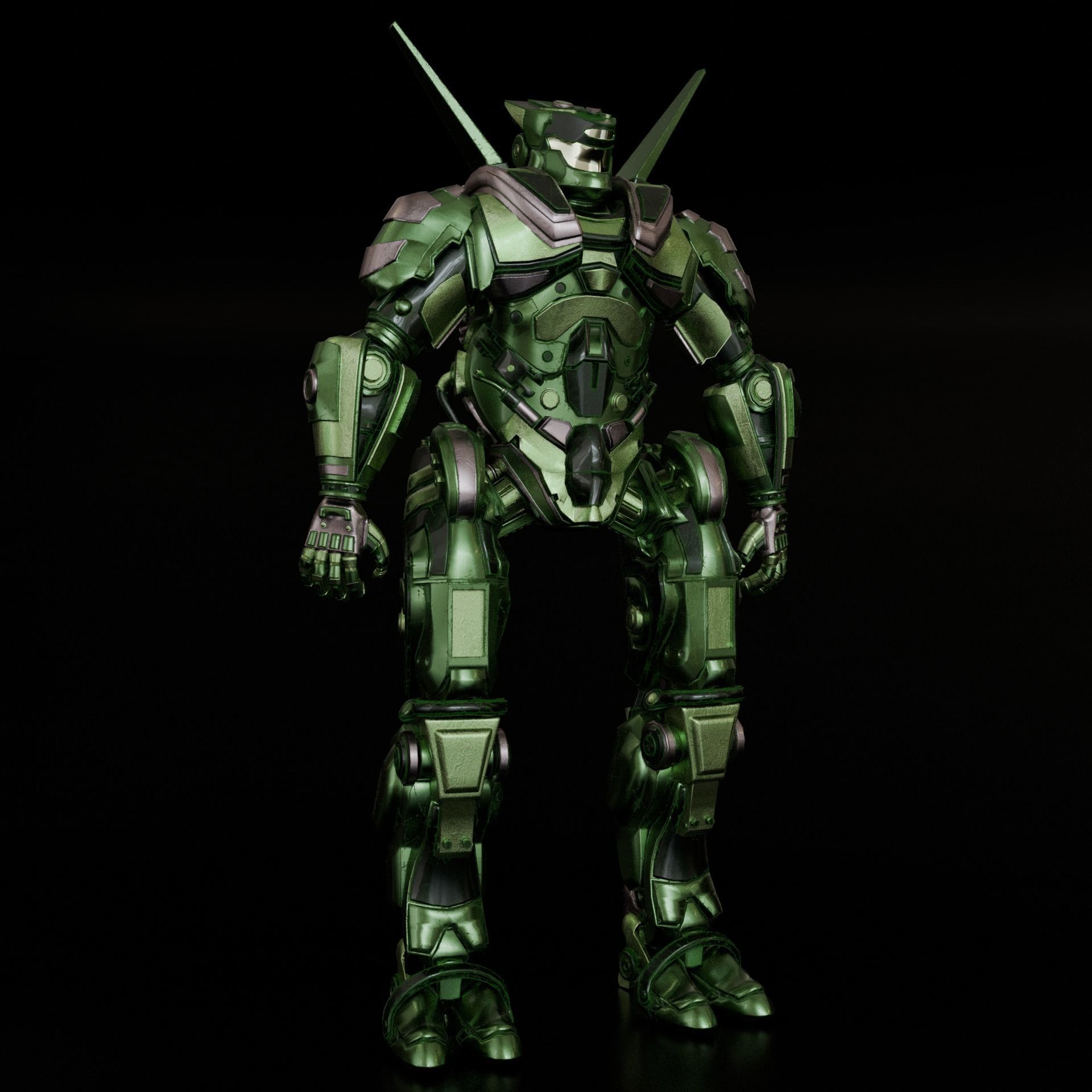 robot warrior Low-poly 3D model_4