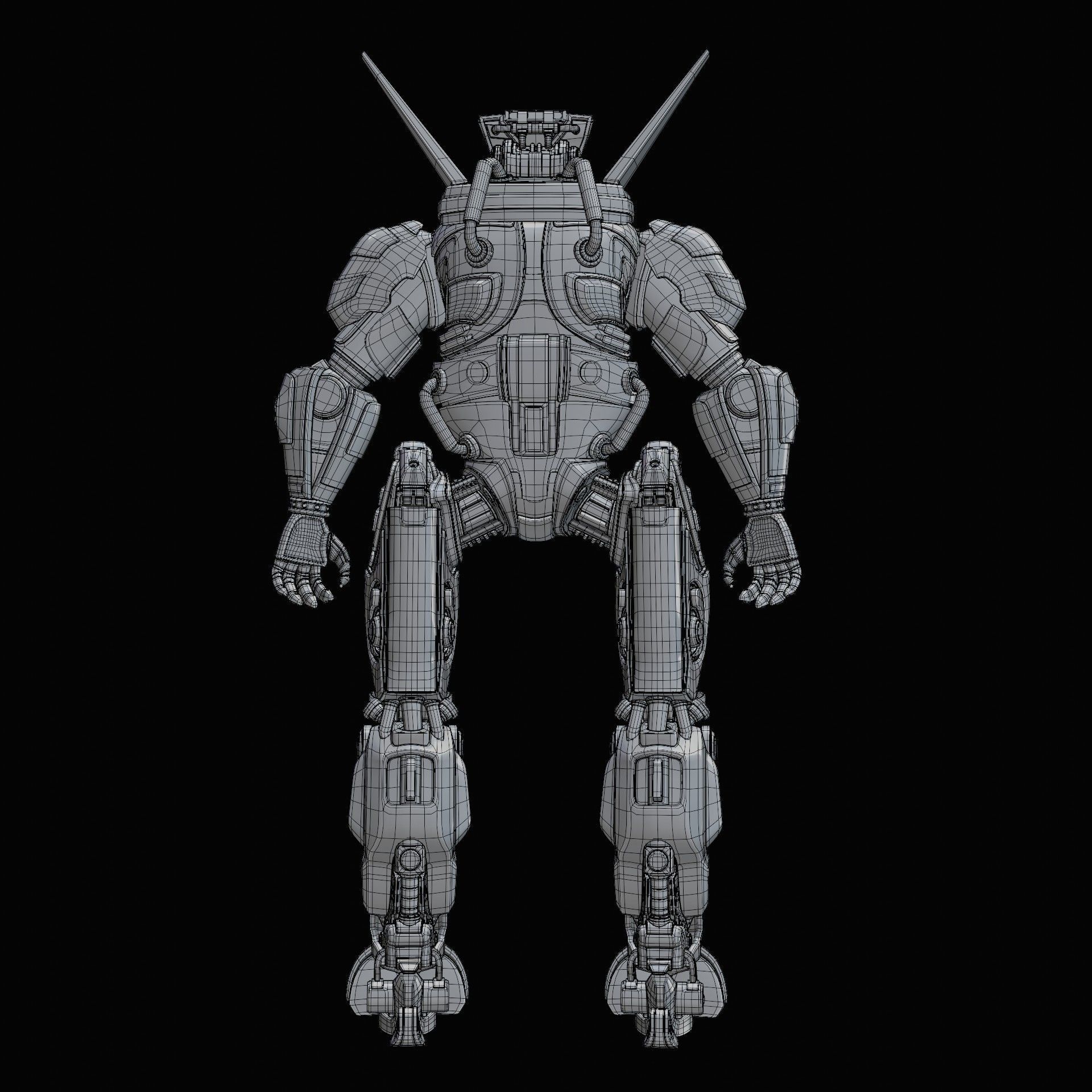 robot warrior Low-poly 3D model_22