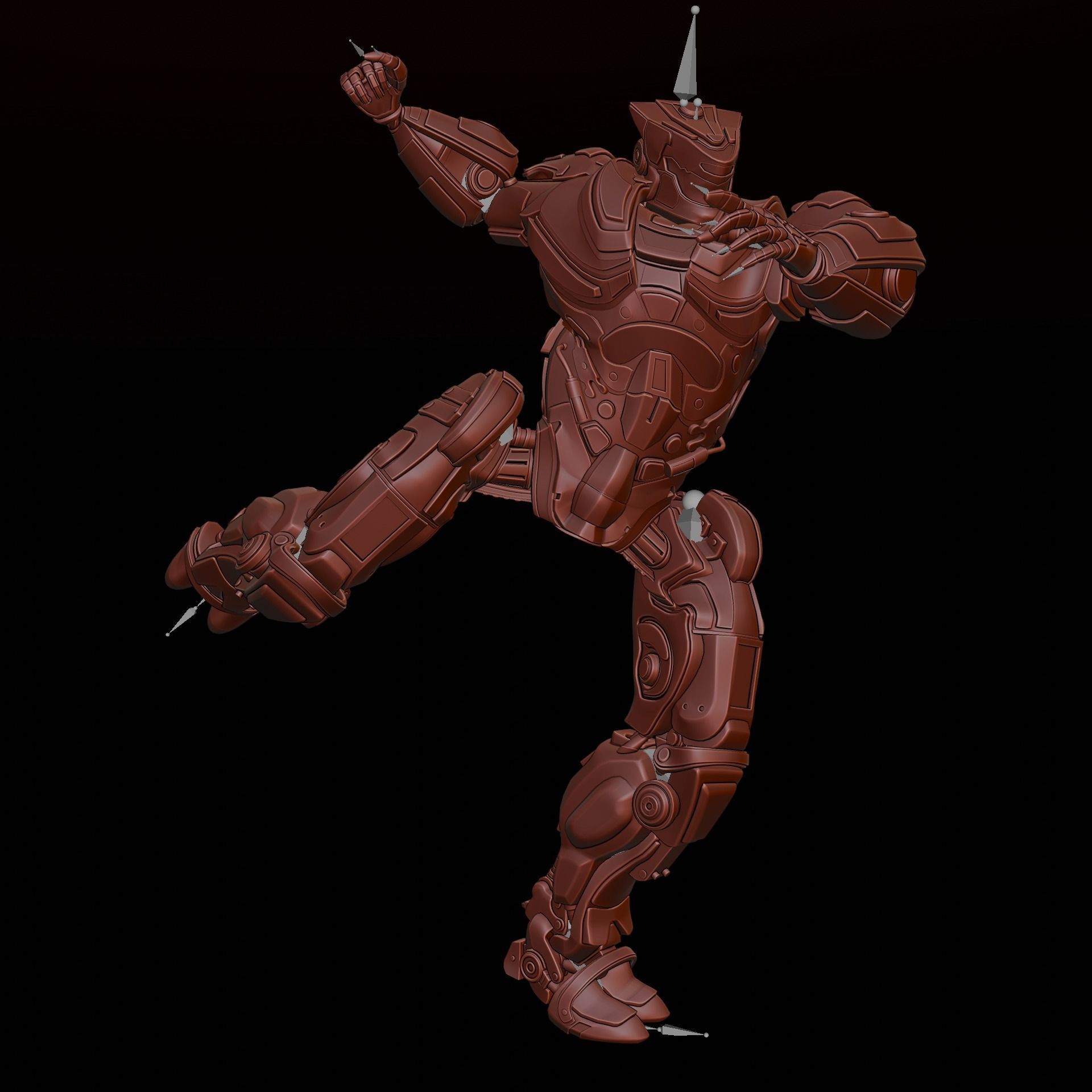 robot warrior Low-poly 3D model_13