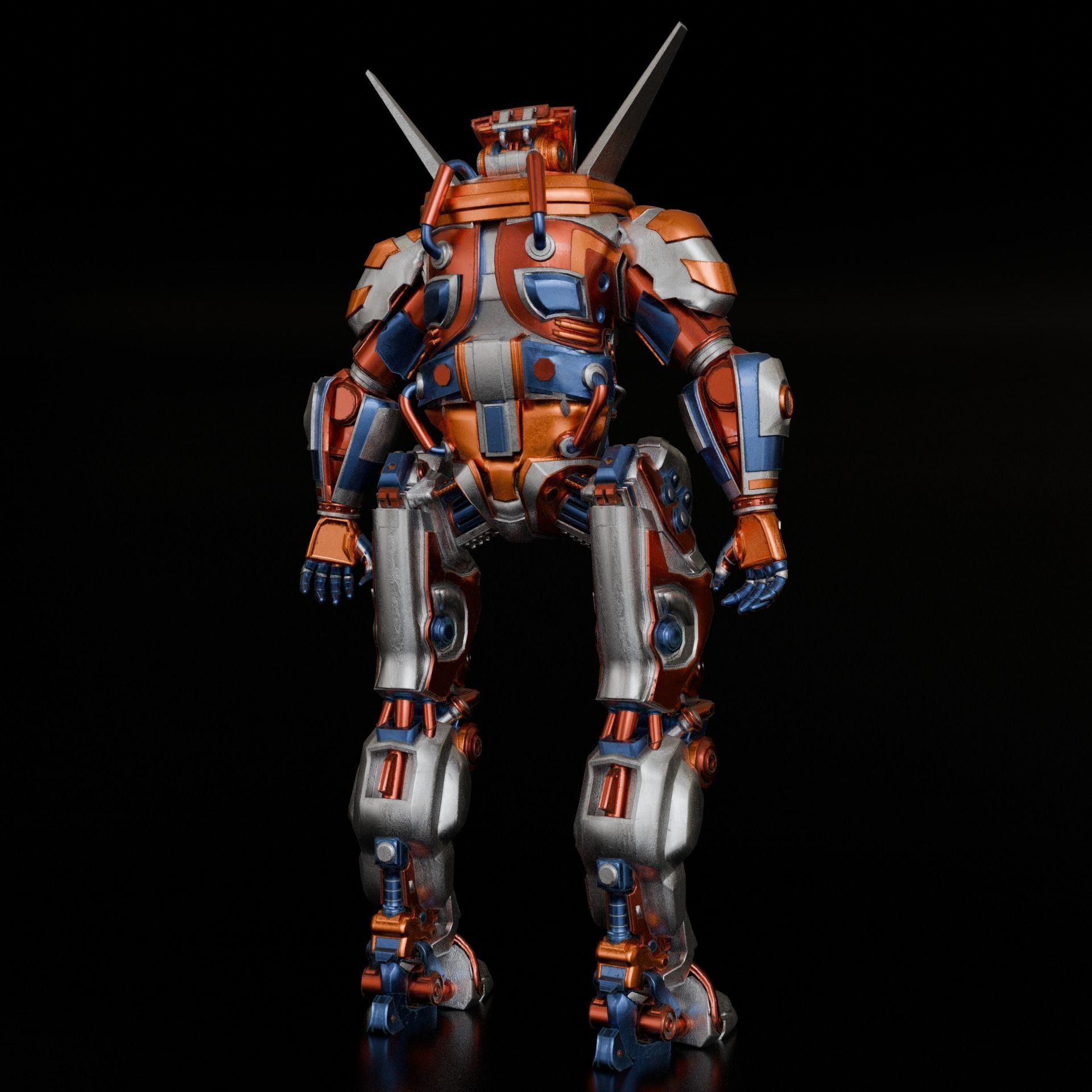 robot warrior Low-poly 3D model_5