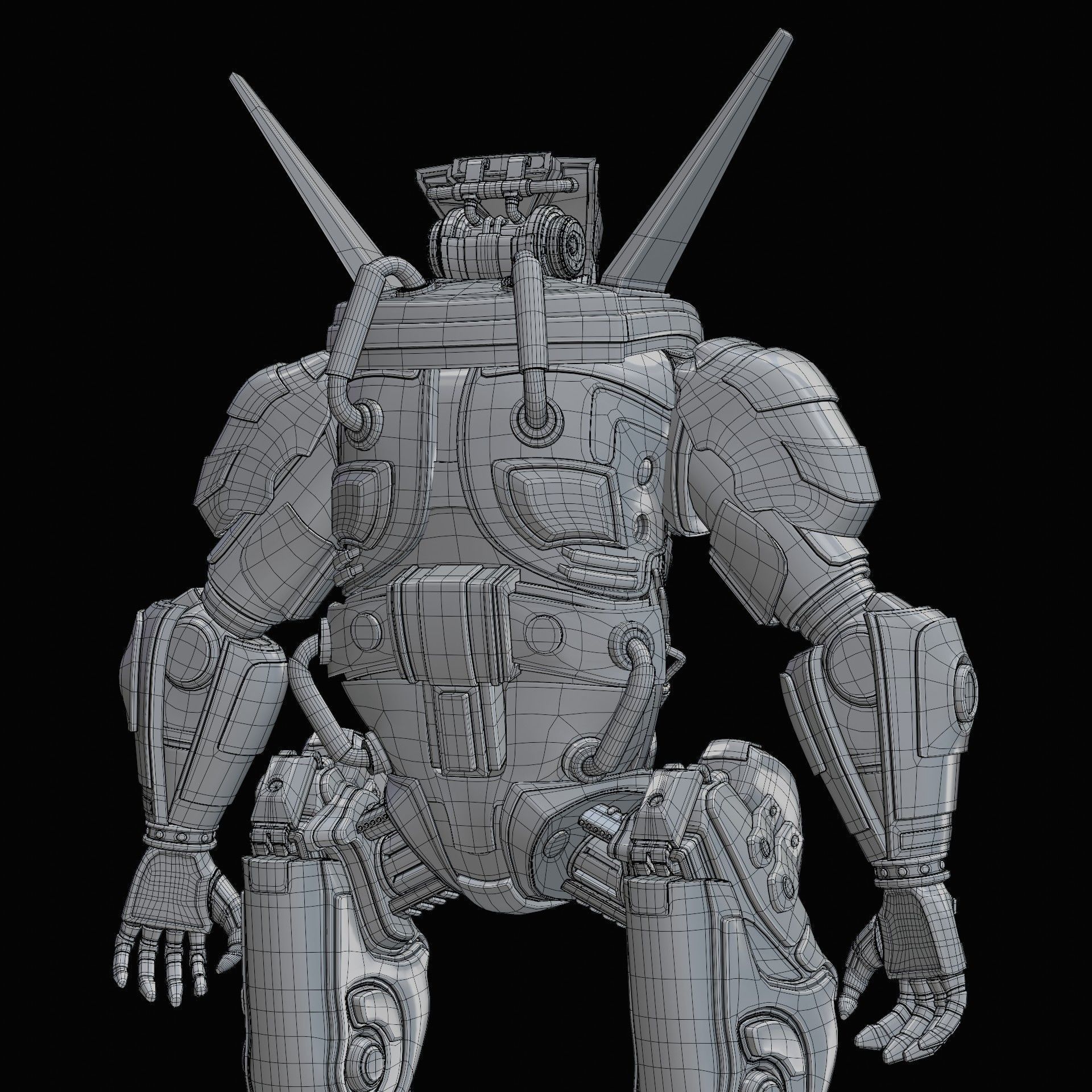 robot warrior Low-poly 3D model_23