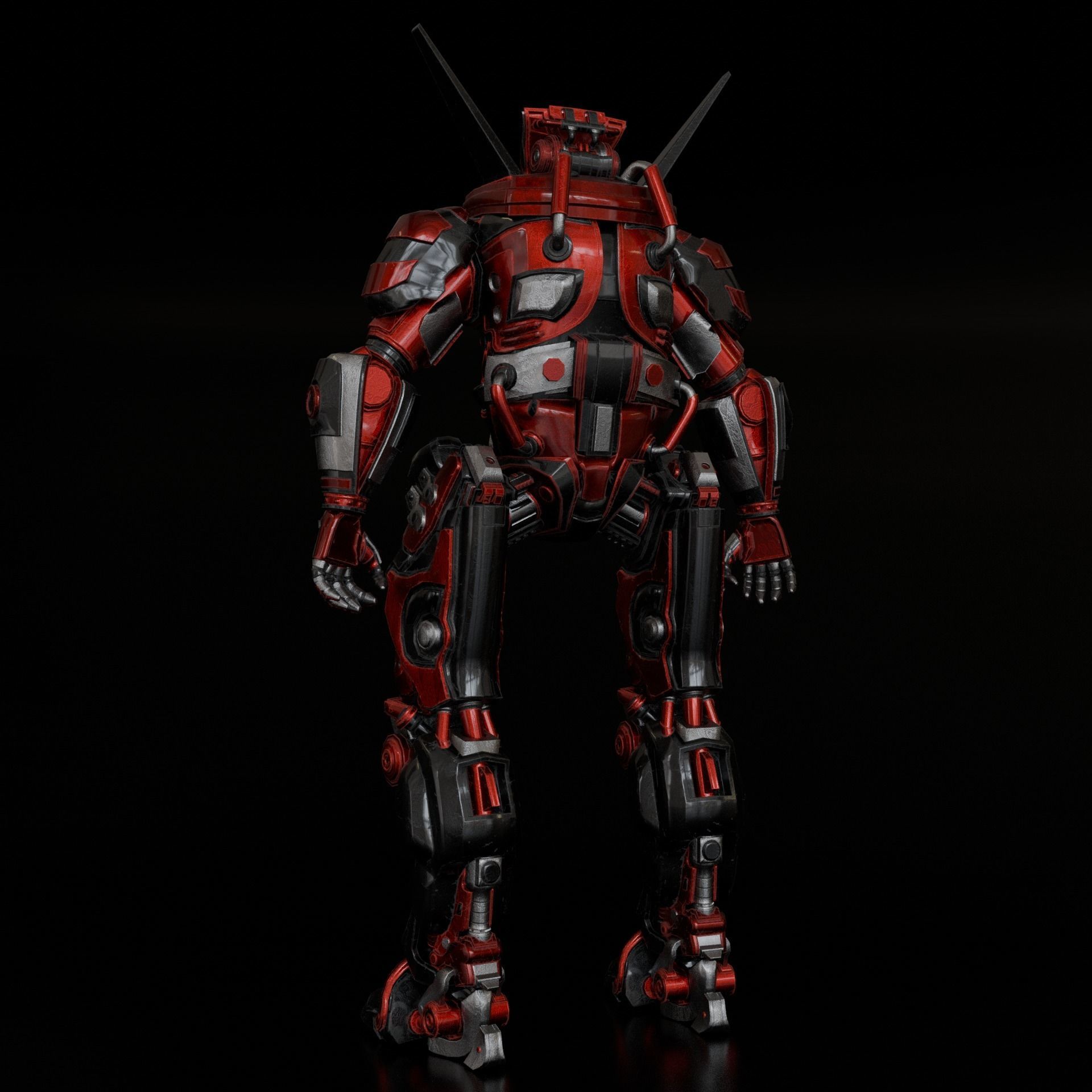robot warrior Low-poly 3D model_10