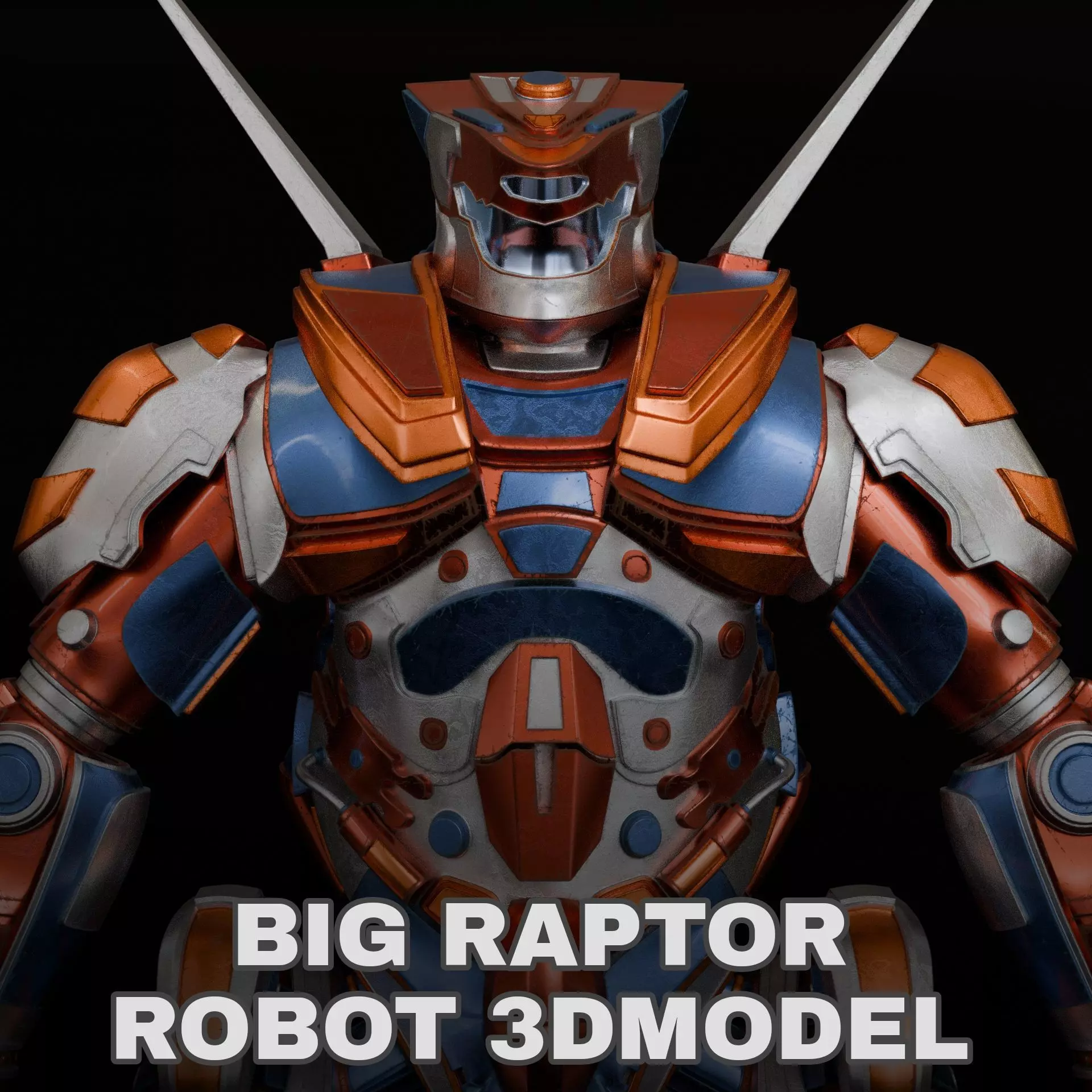 robot warrior Low-poly 3D model_0