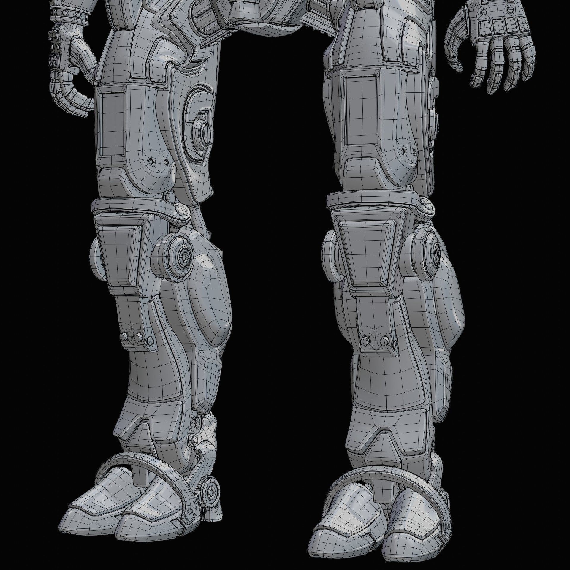 robot warrior Low-poly 3D model_21