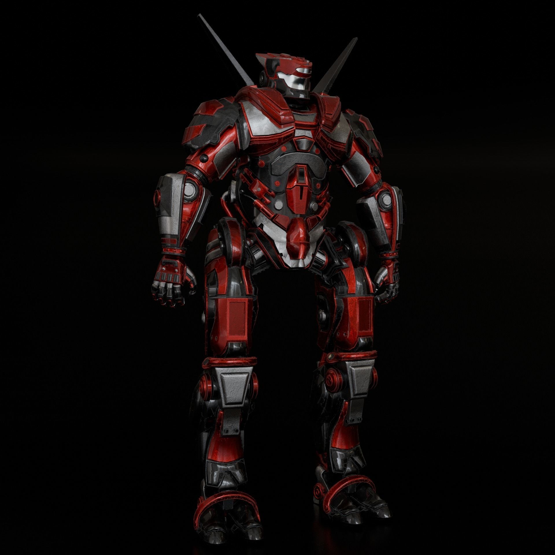 robot warrior Low-poly 3D model_3