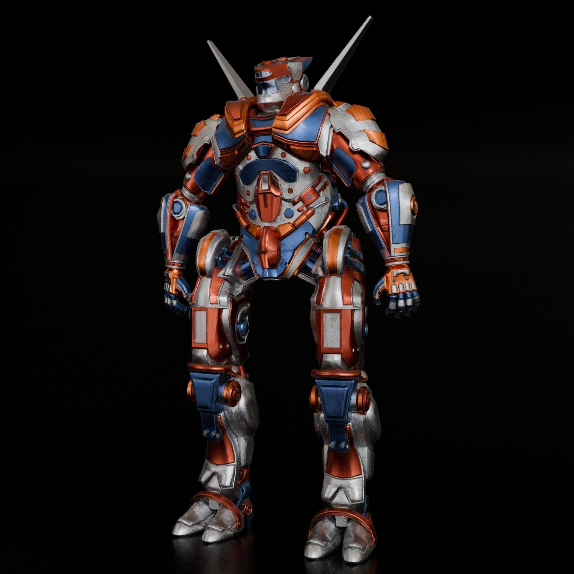 robot warrior Low-poly 3D model_11
