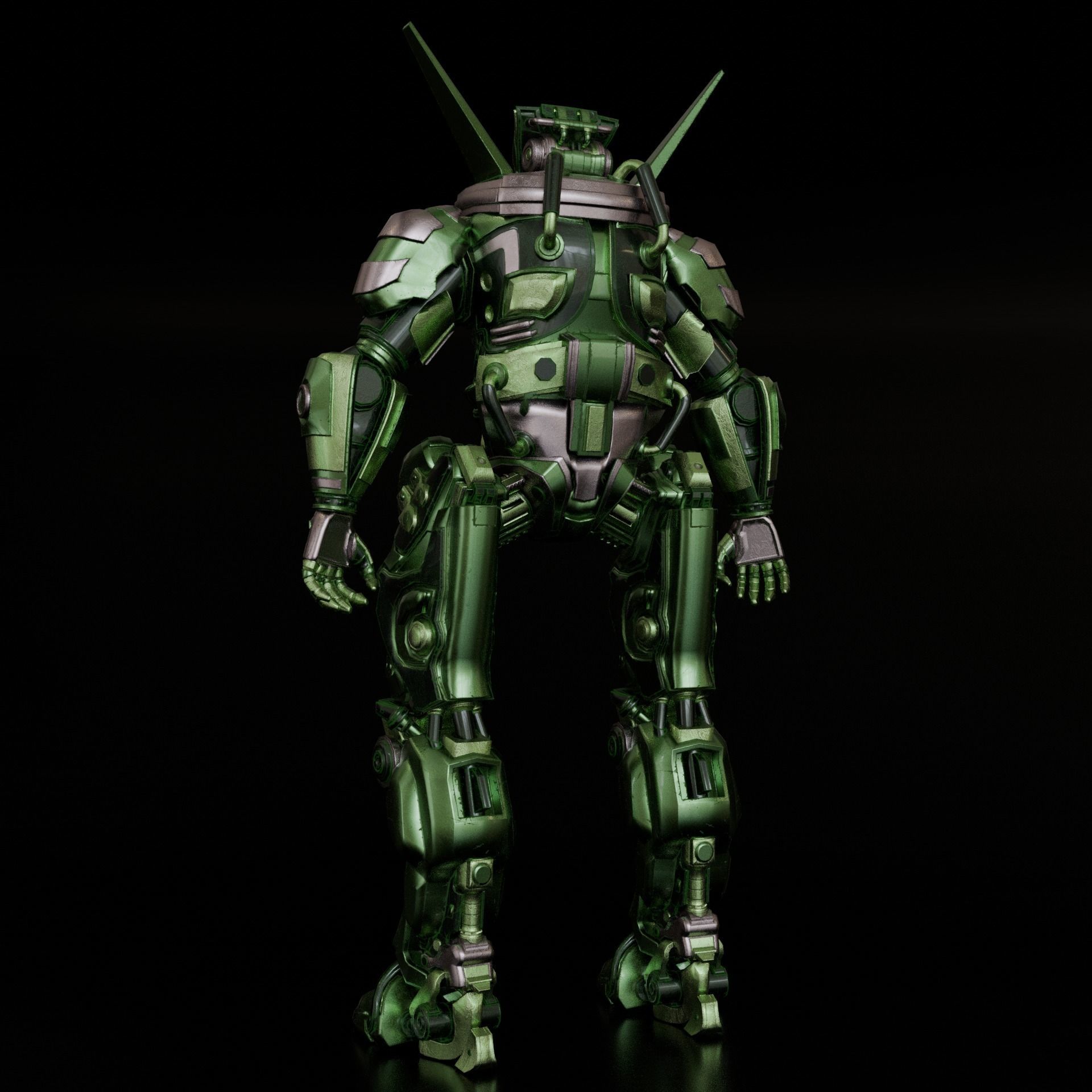 robot warrior Low-poly 3D model_9