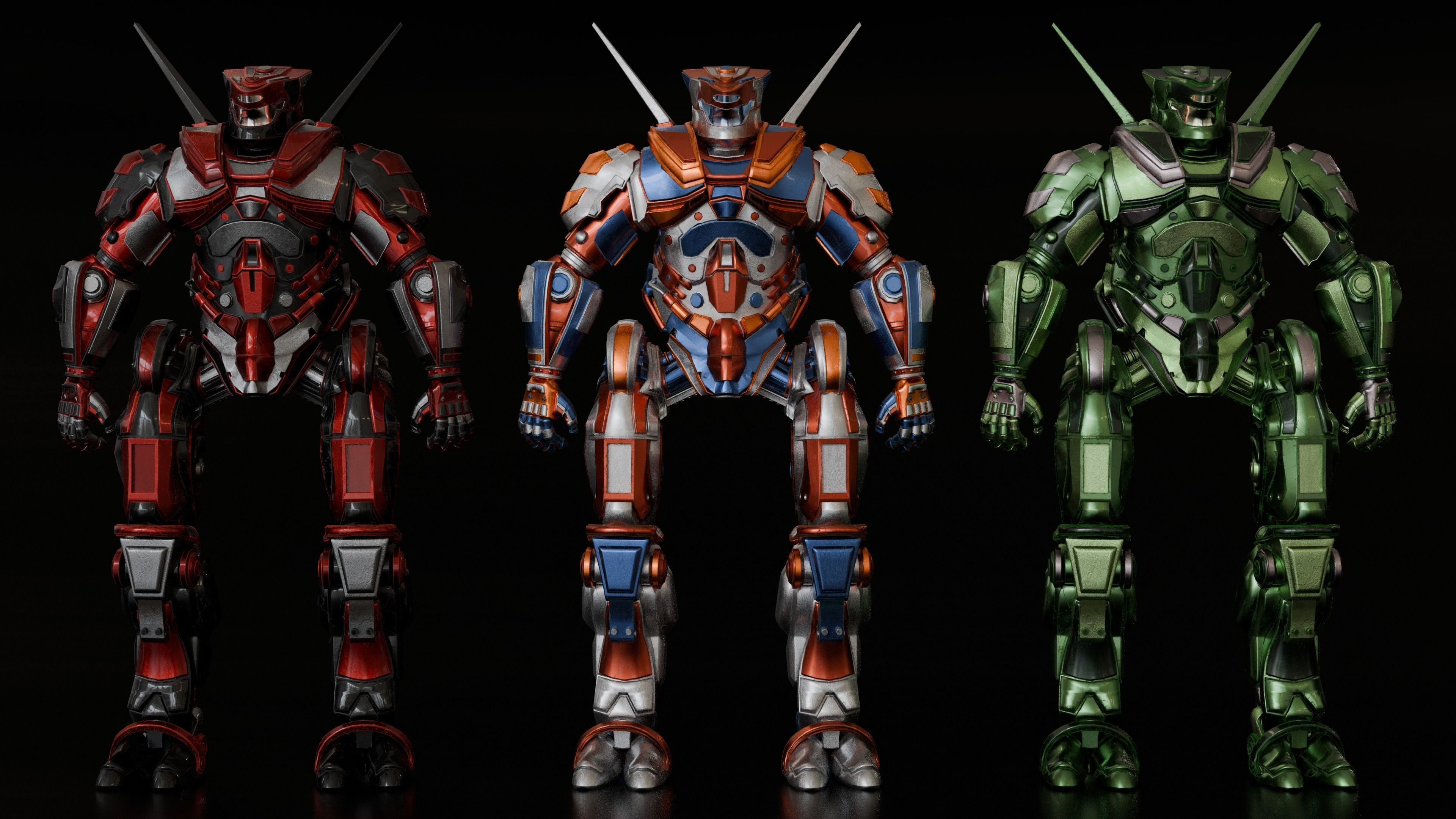 robot warrior Low-poly 3D model_1