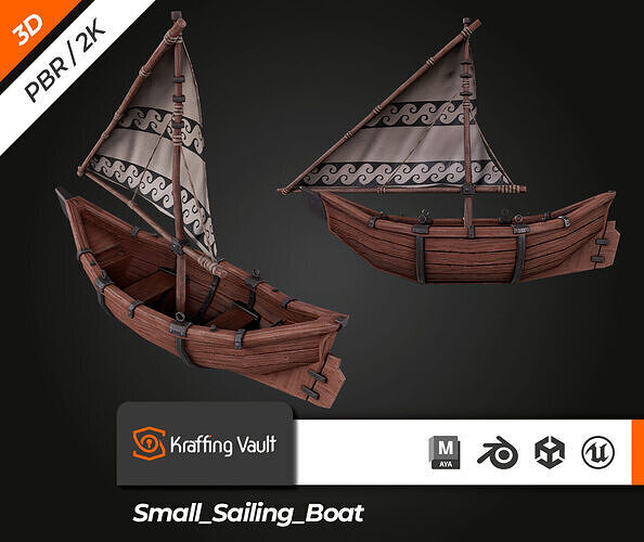 Small Sailing Boat Low-poly 3D model